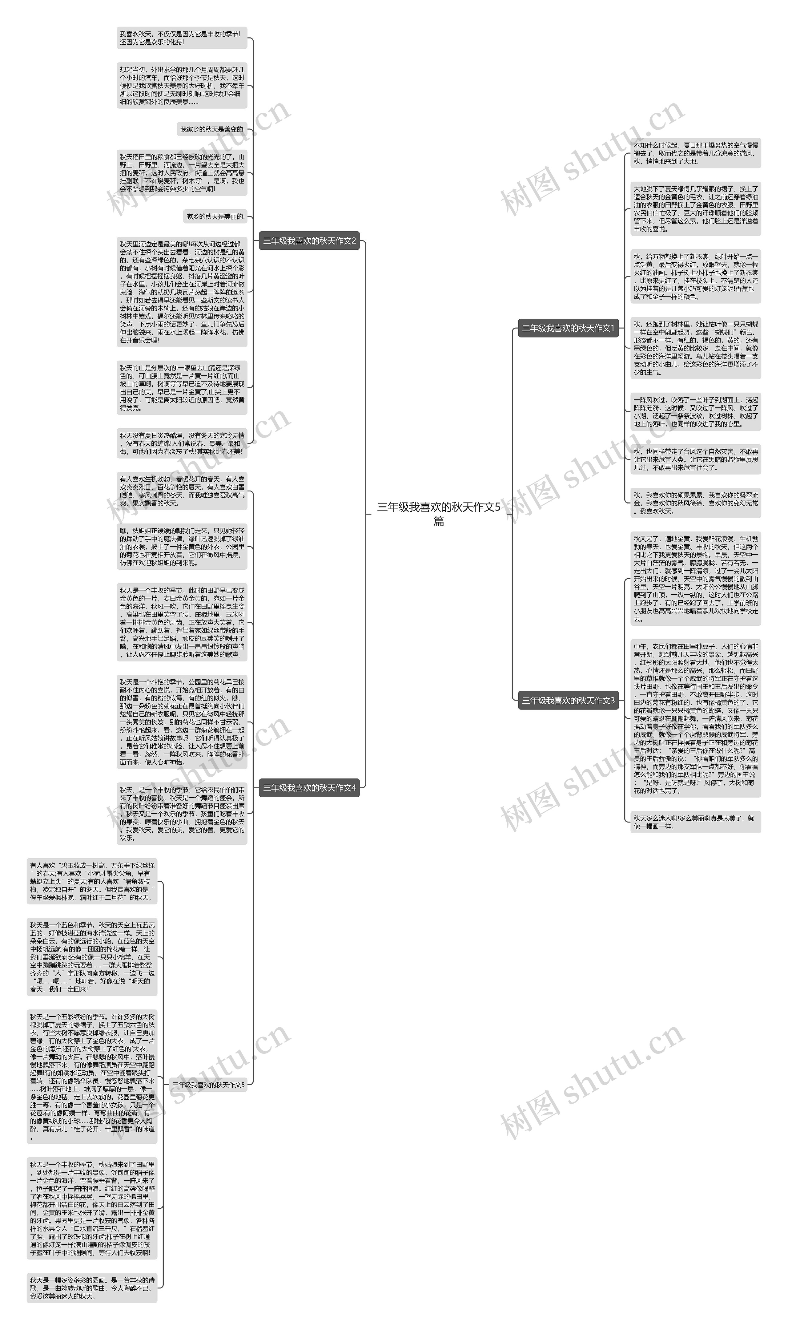 三年级我喜欢的秋天作文5篇思维导图