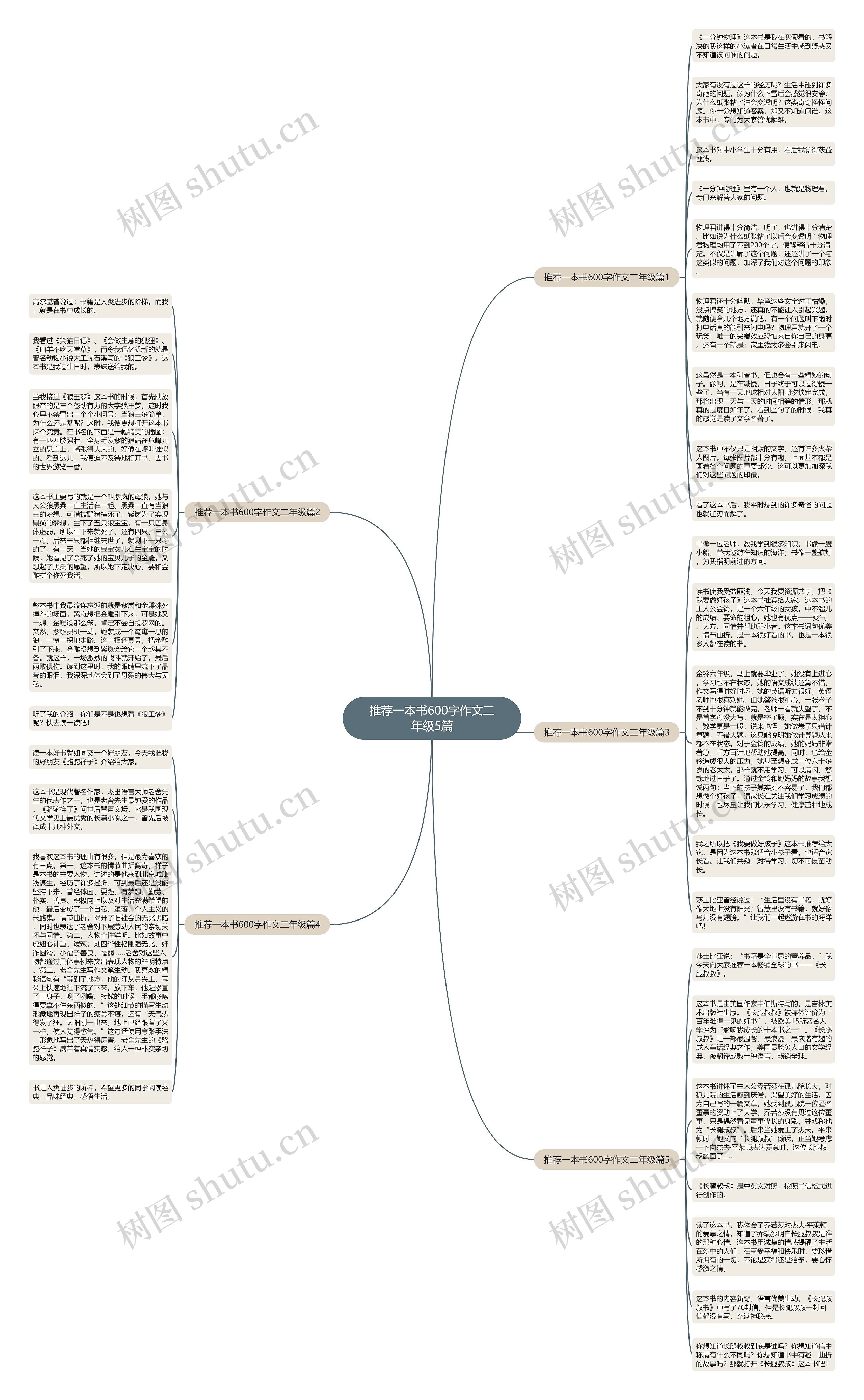 推荐一本书600字作文二年级5篇思维导图
