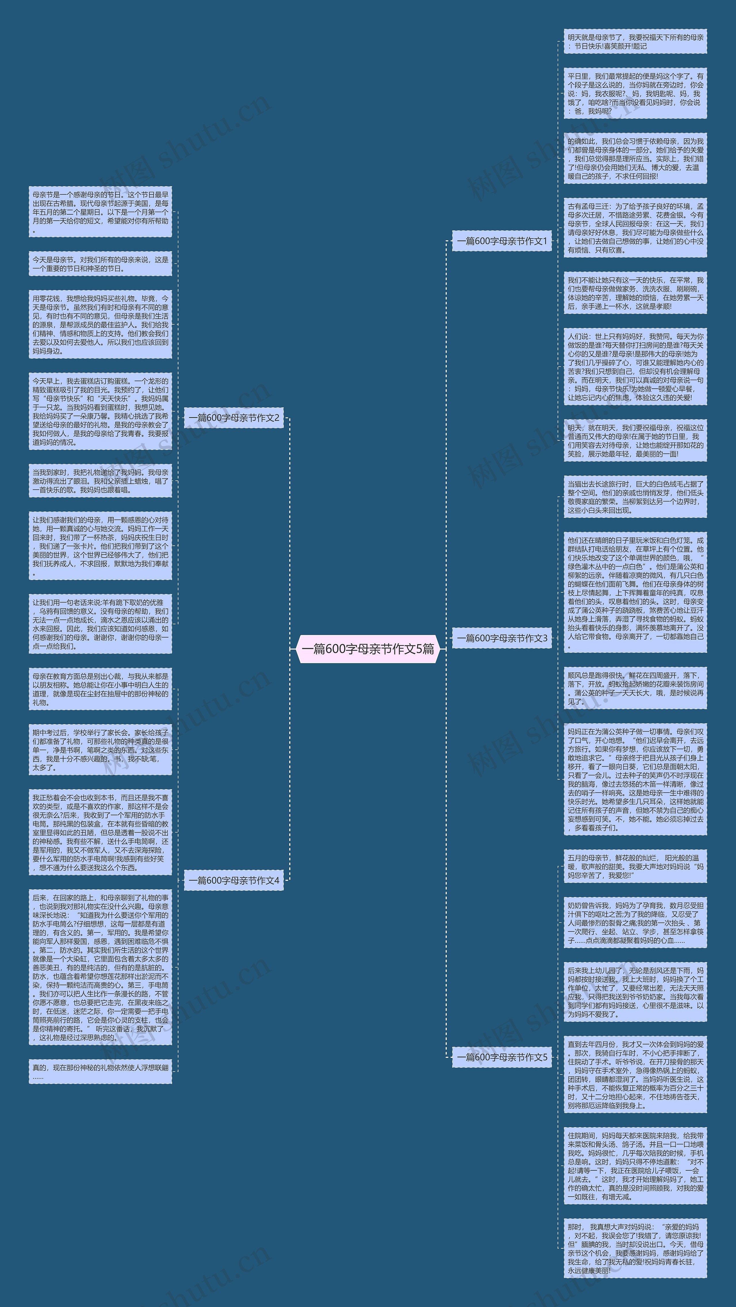 一篇600字母亲节作文5篇思维导图