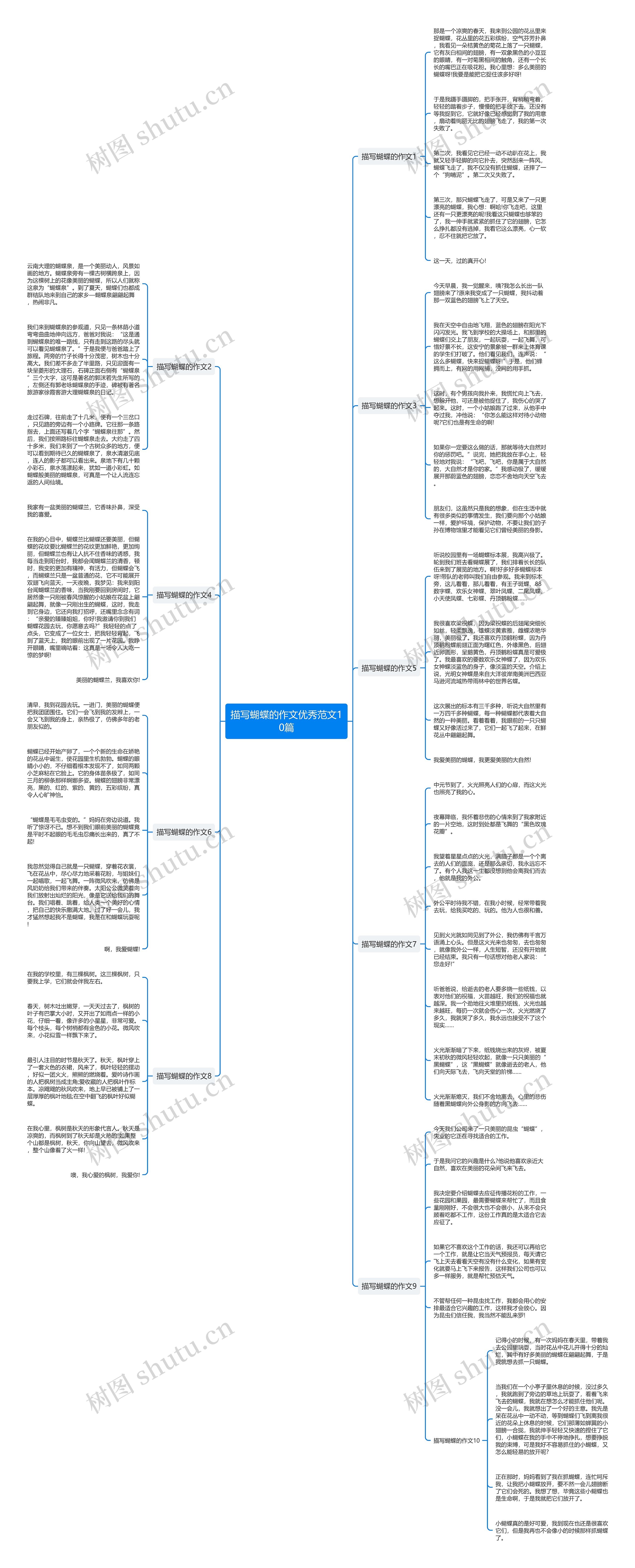 描写蝴蝶的作文优秀范文10篇思维导图