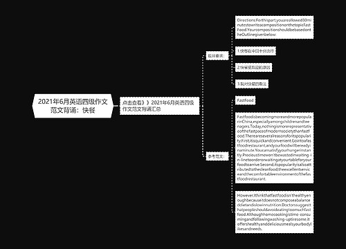 2021年6月英语四级作文范文背诵：快餐