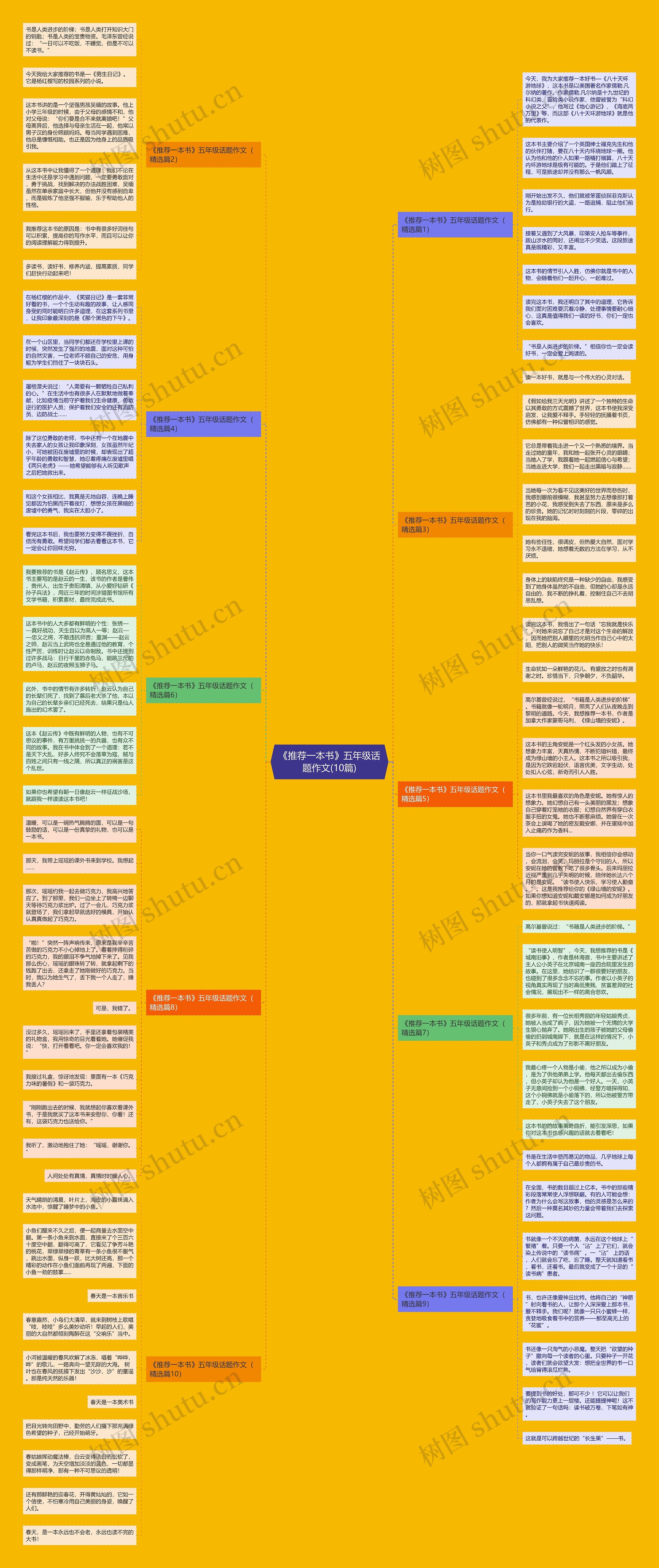 《推荐一本书》五年级话题作文(10篇)思维导图