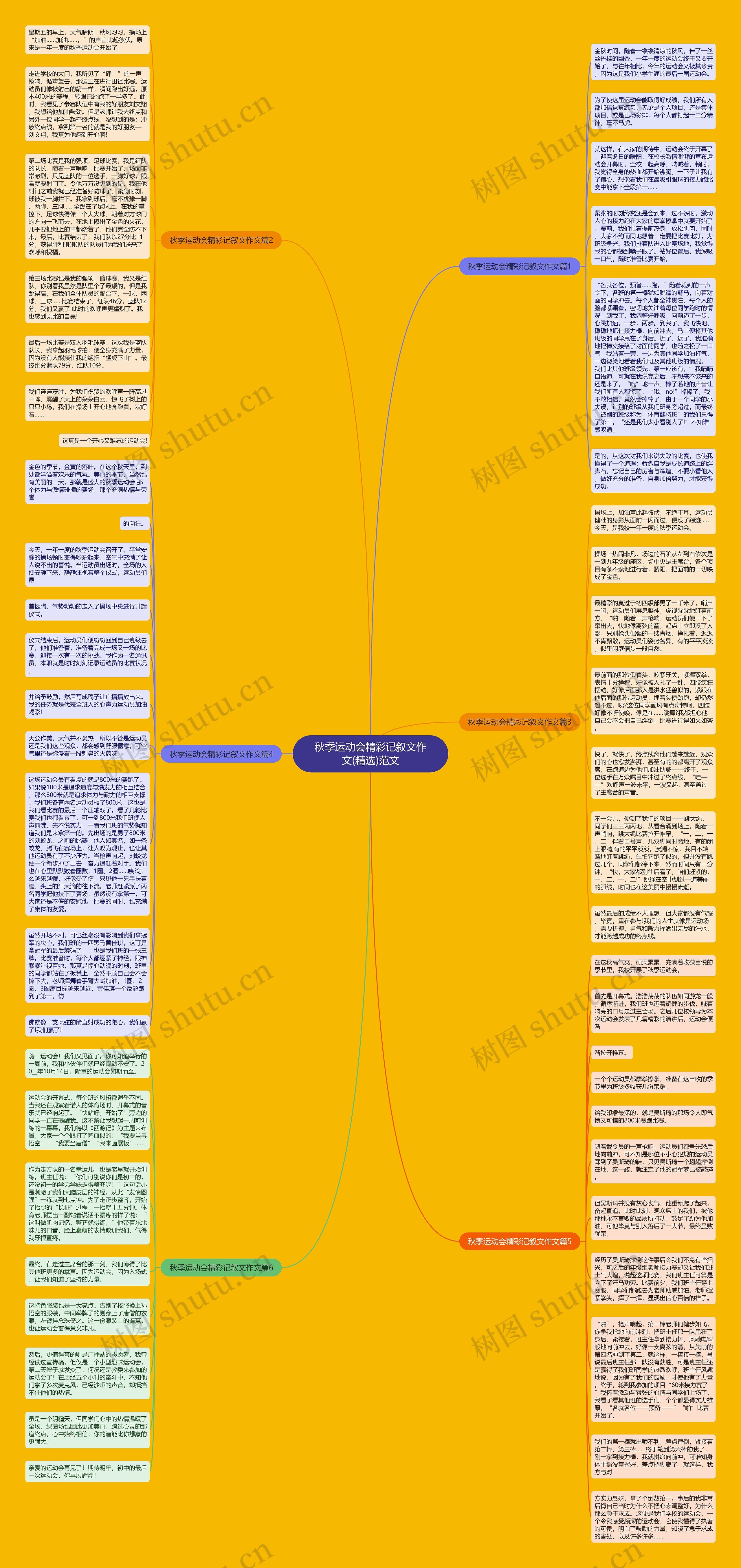 秋季运动会精彩记叙文作文(精选)范文思维导图