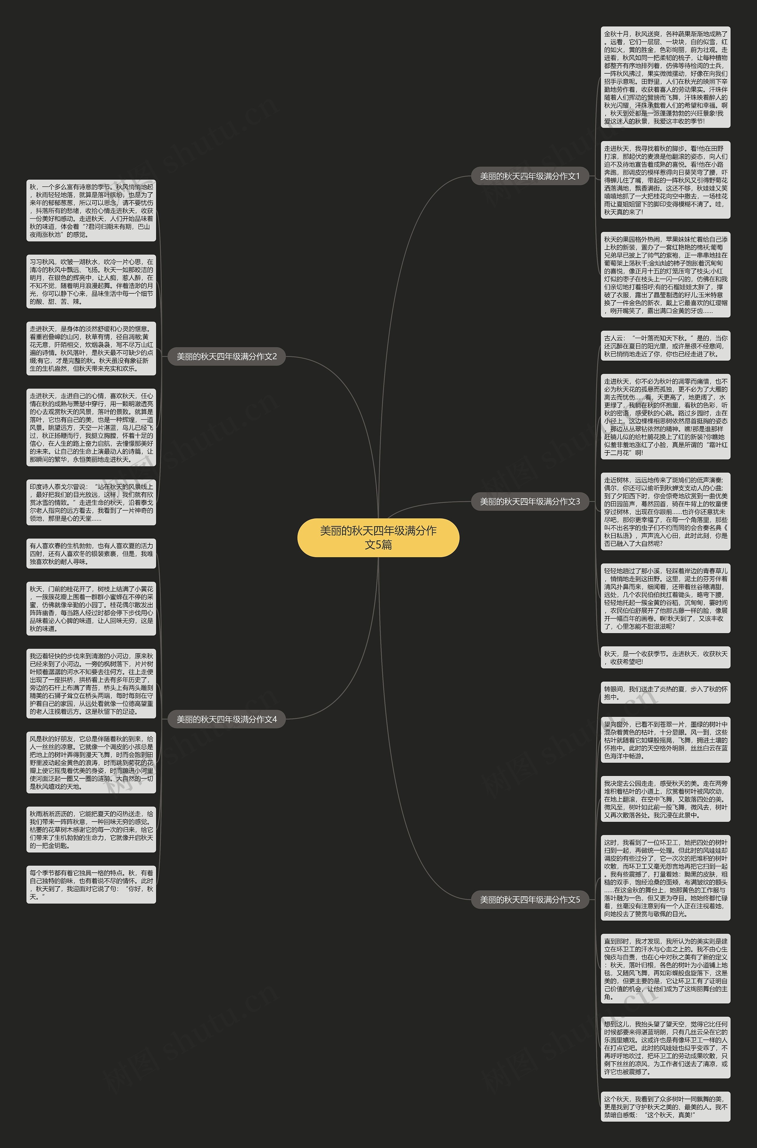 美丽的秋天四年级满分作文5篇思维导图