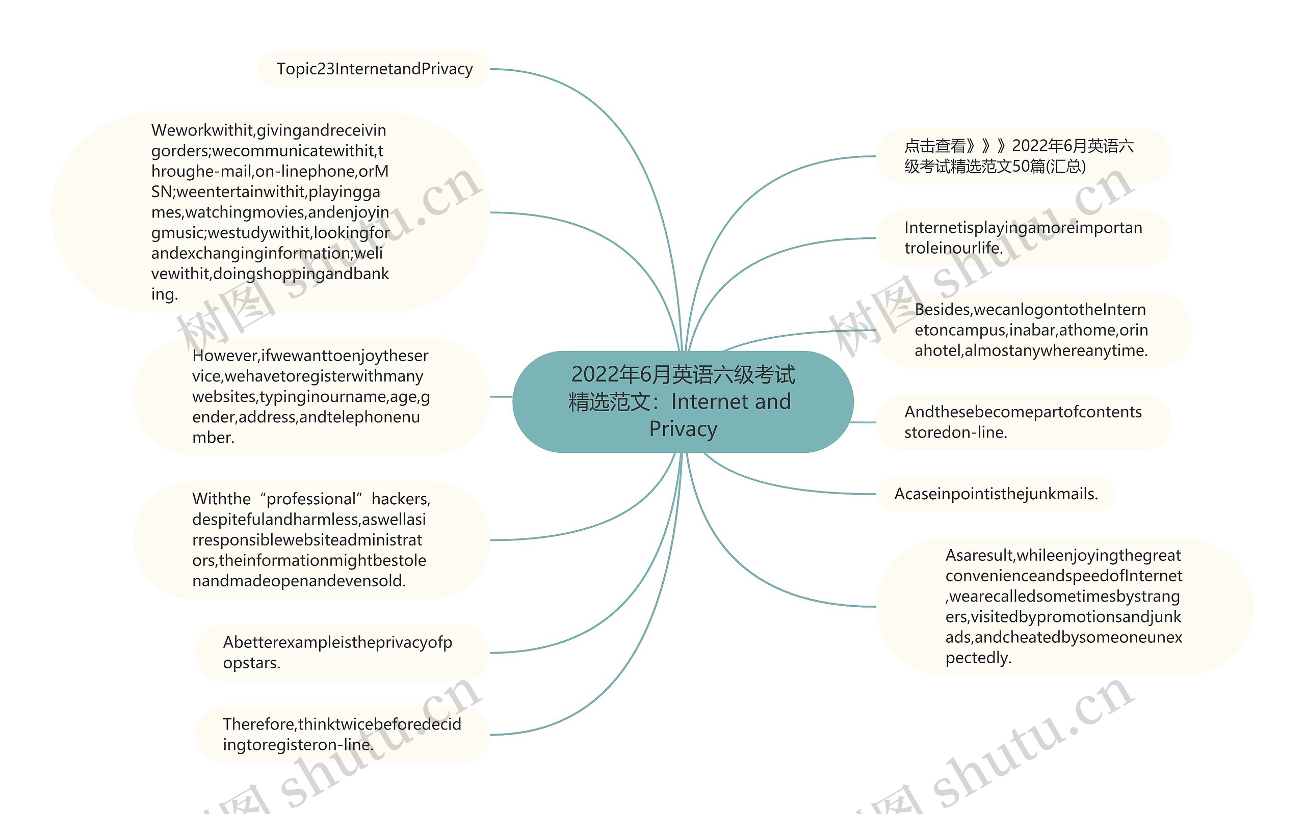 2022年6月英语六级考试精选范文：Internet and Privacy思维导图