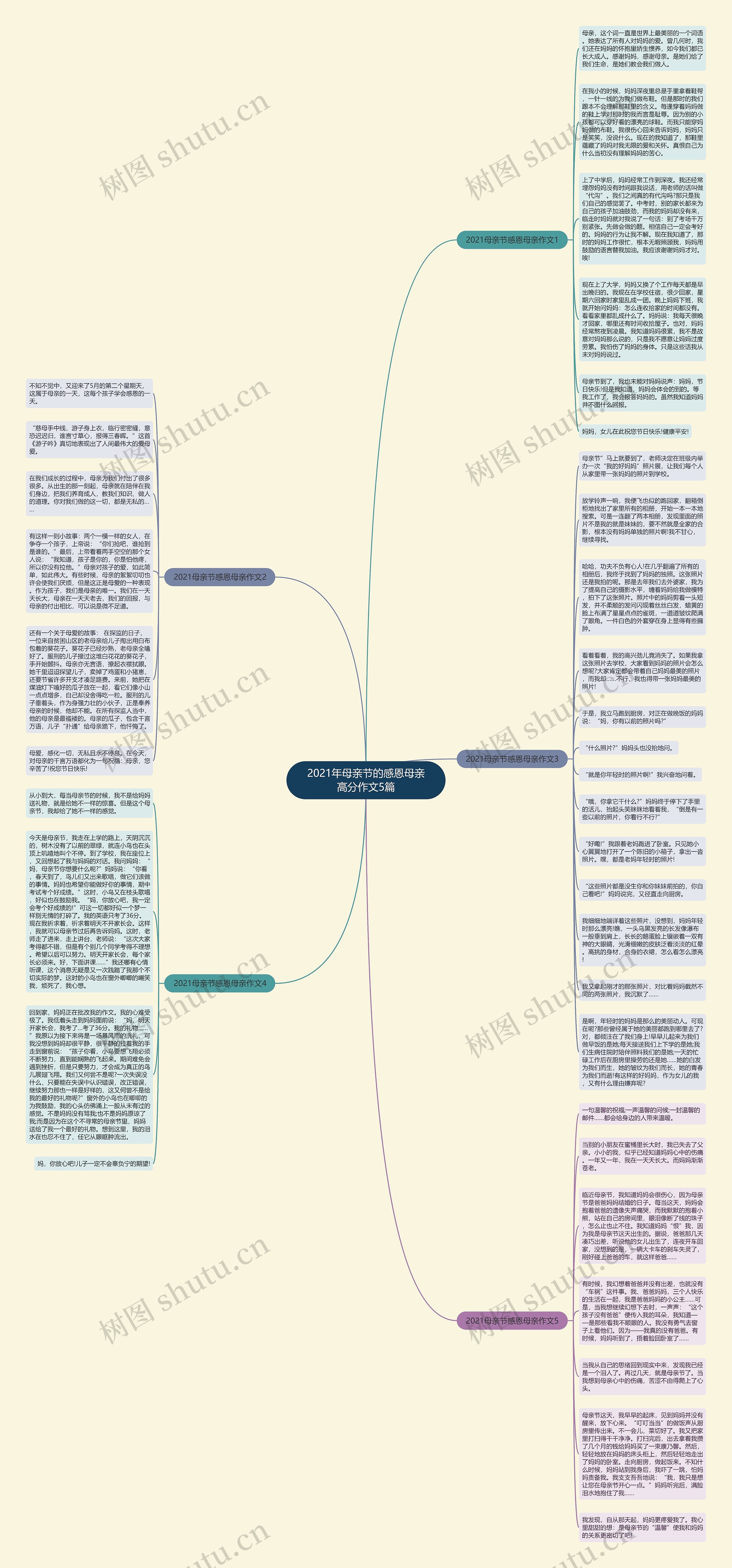 2021年母亲节的感恩母亲高分作文5篇思维导图高清图 2021年母亲节的感恩母亲高分作文5篇思维导图