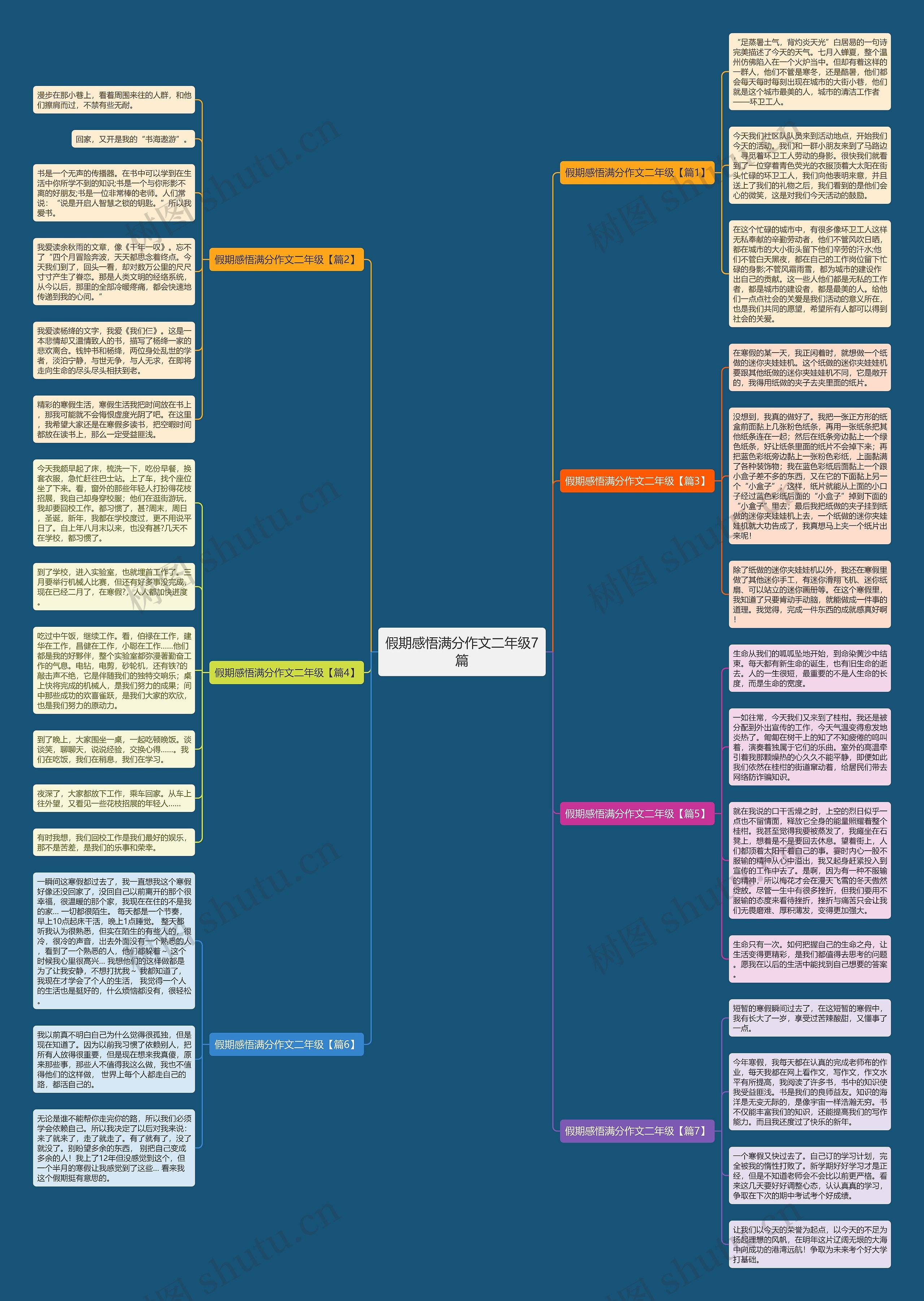 假期感悟满分作文二年级7篇思维导图