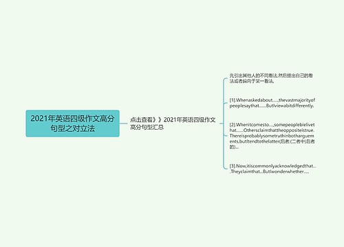 2021年英语四级作文高分句型之对立法