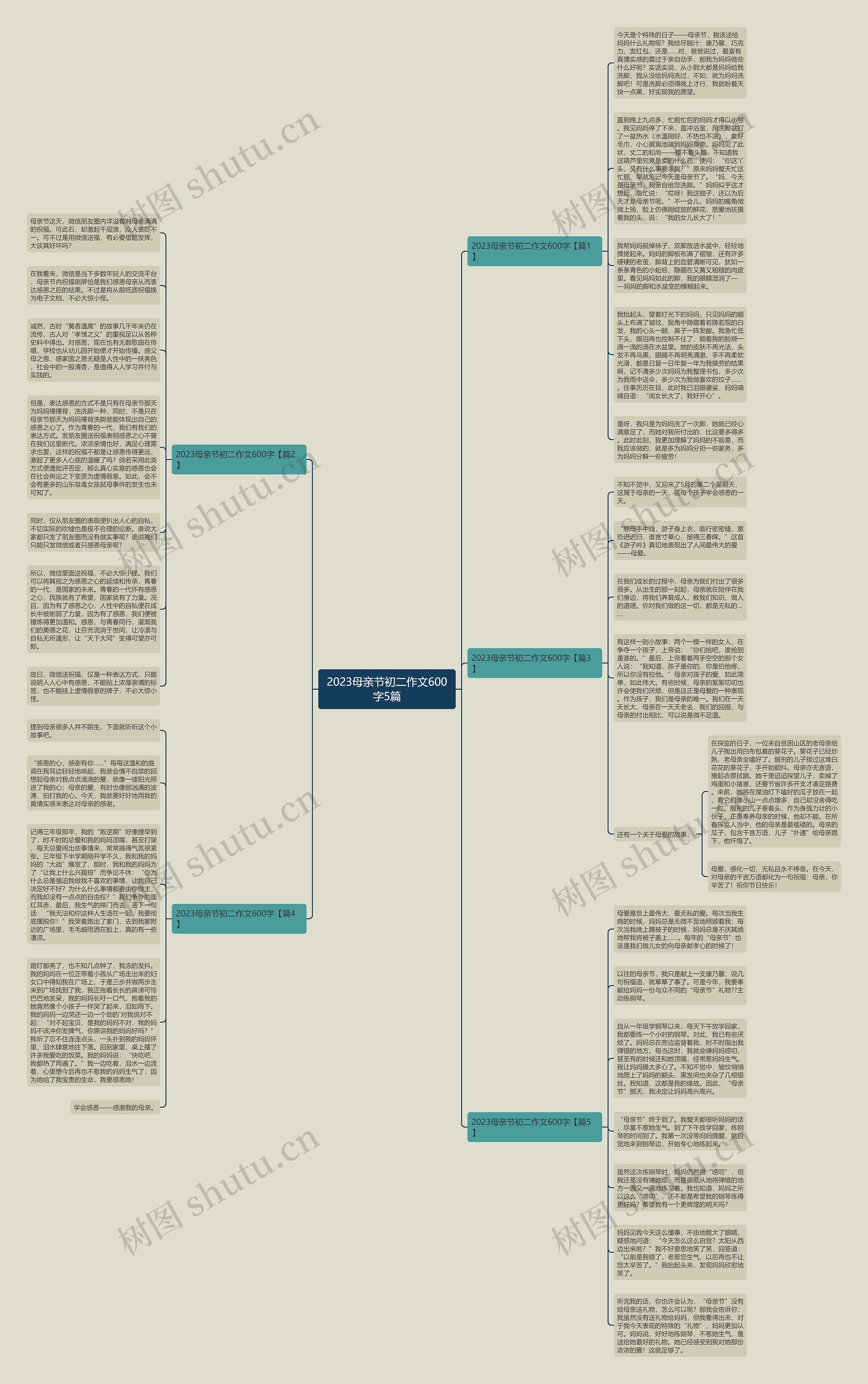 2023母亲节初二作文600字5篇思维导图
