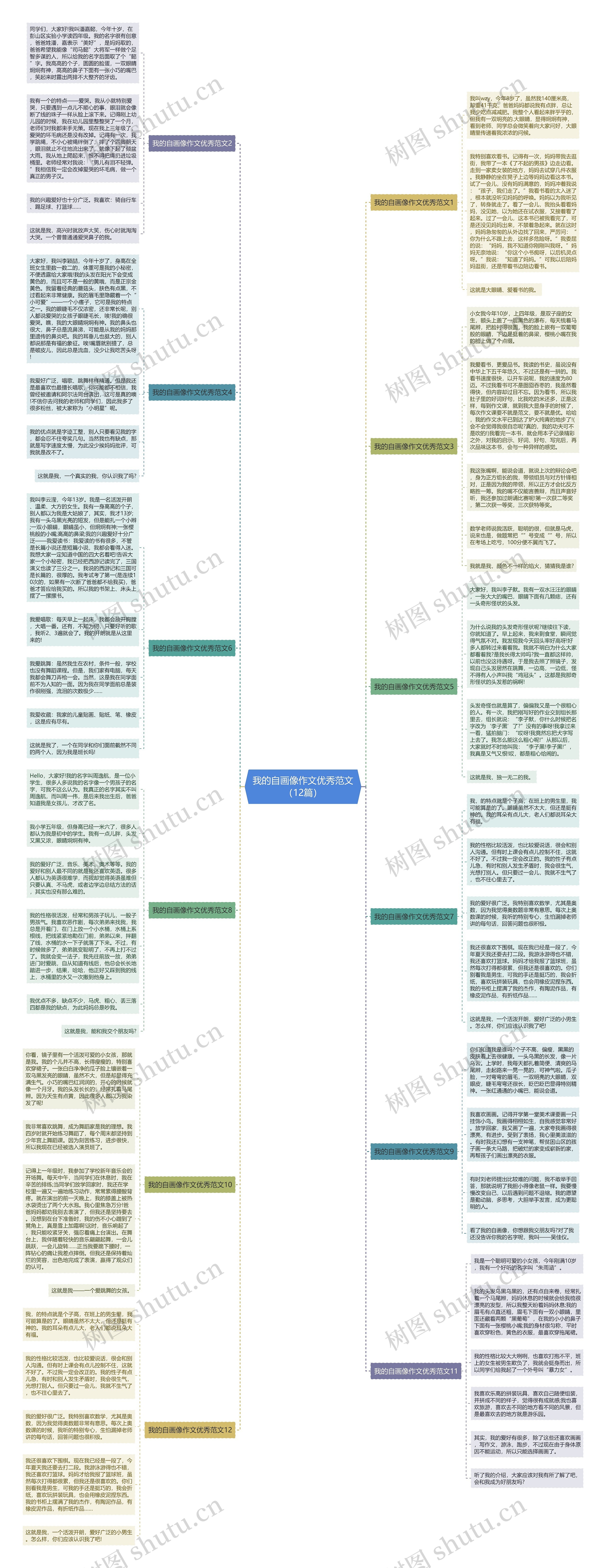 我的自画像作文优秀范文（12篇）思维导图