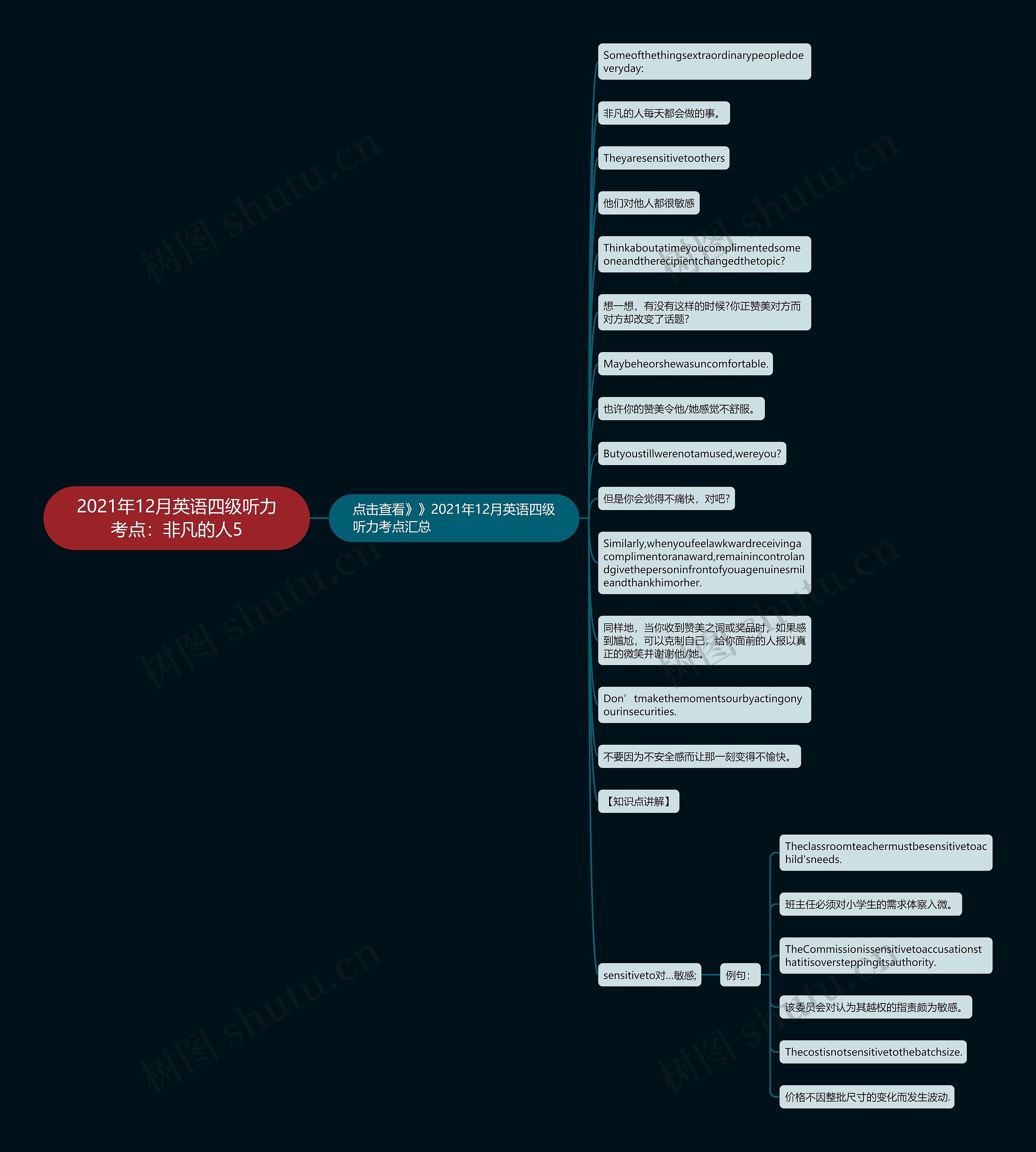 2021年12月英语四级听力考点：非凡的人5思维导图
