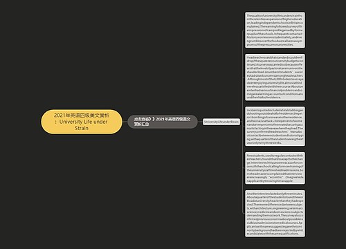 2021年英语四级美文赏析：University Life under Strain