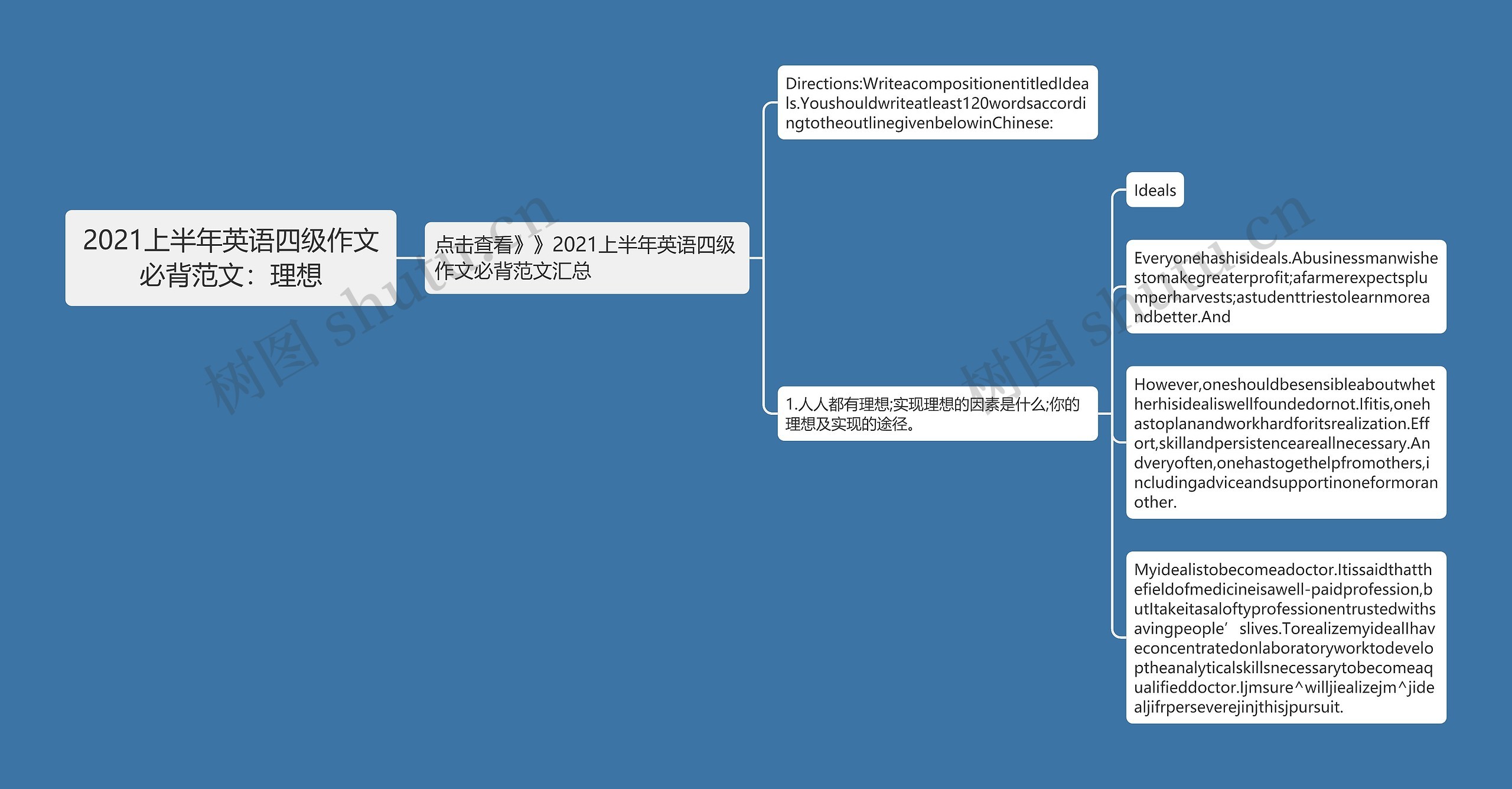 2021上半年英语四级作文必背范文：理想思维导图