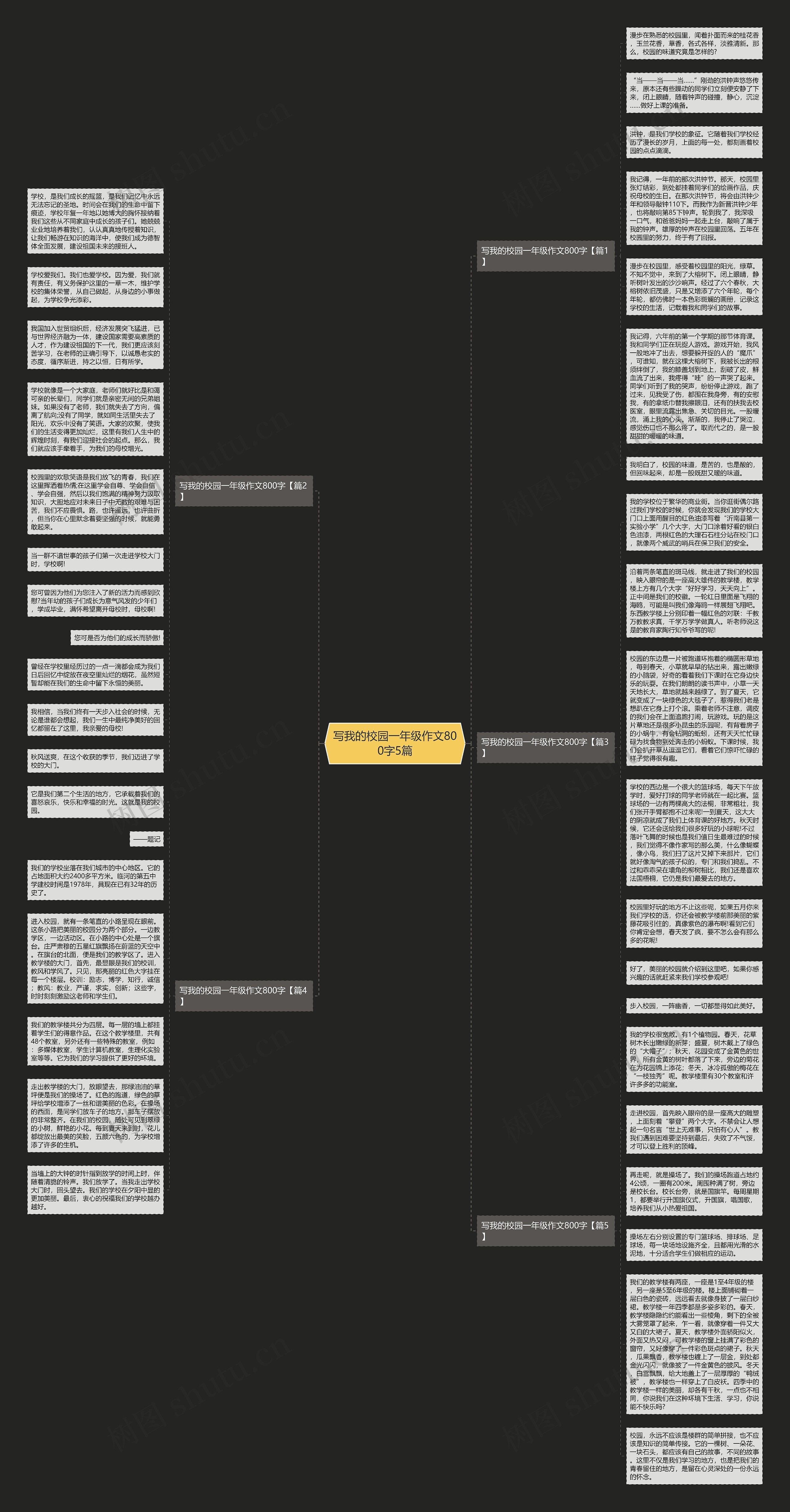 写我的校园一年级作文800字5篇思维导图