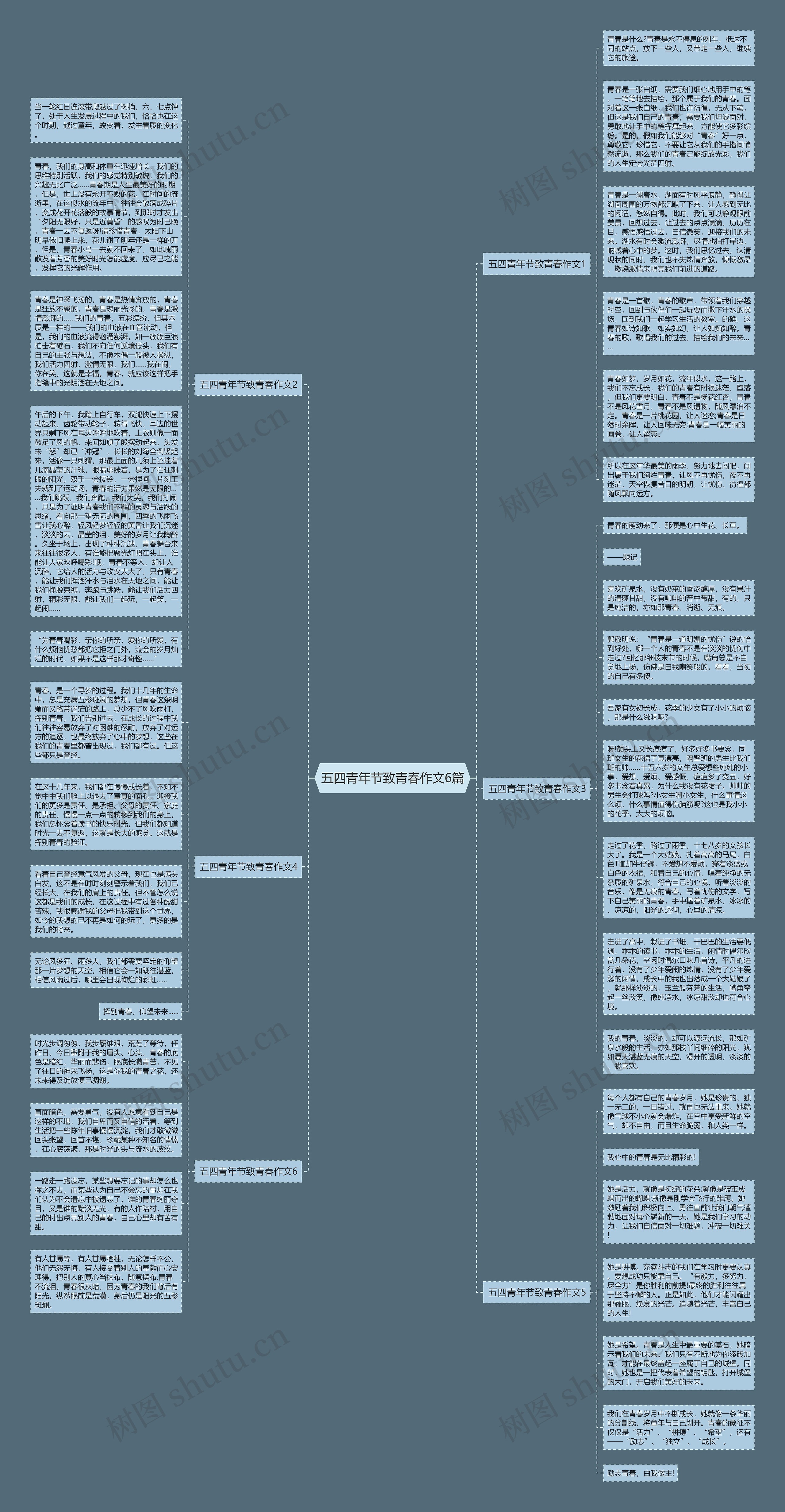 五四青年节致青春作文6篇思维导图