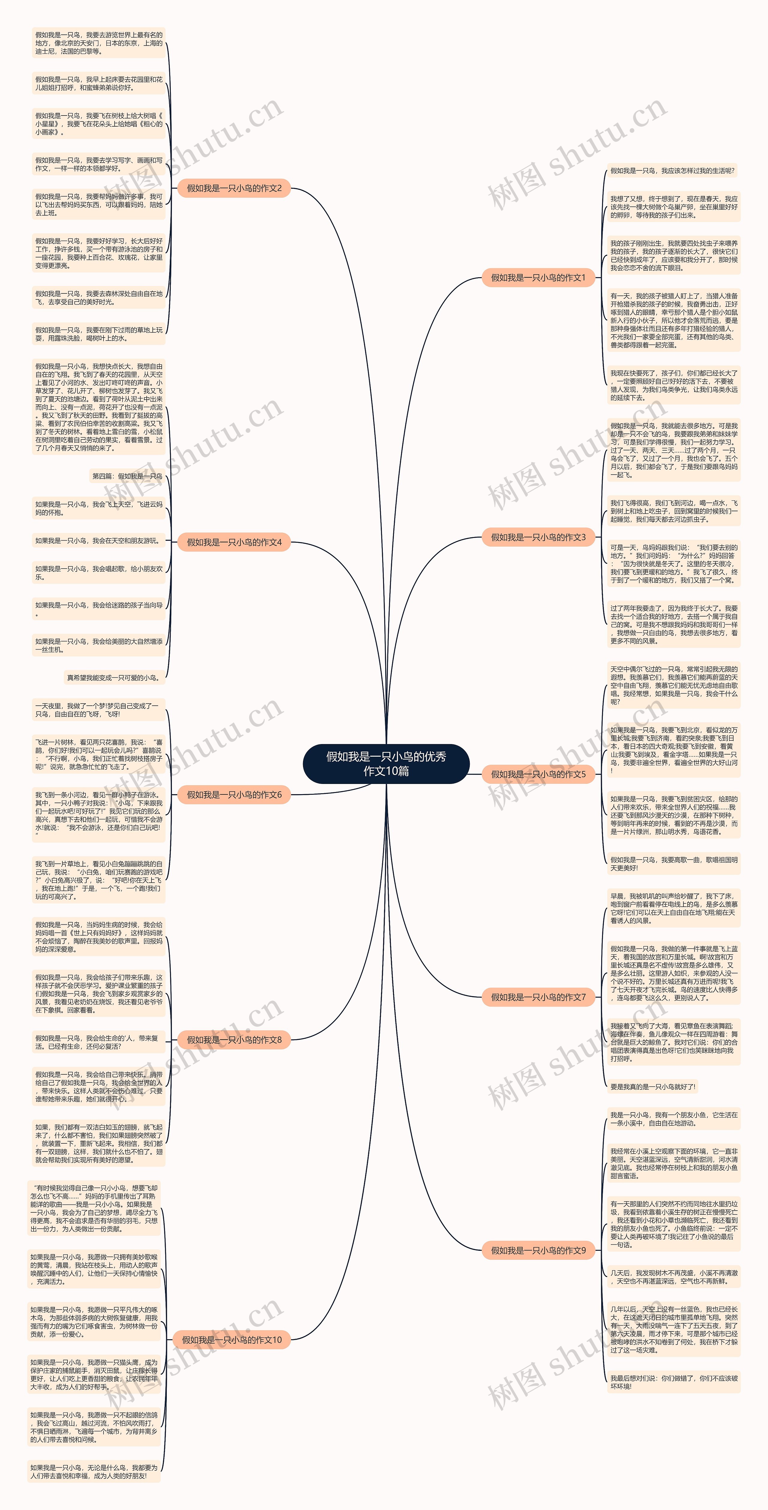 假如我是一只小鸟的优秀作文10篇思维导图