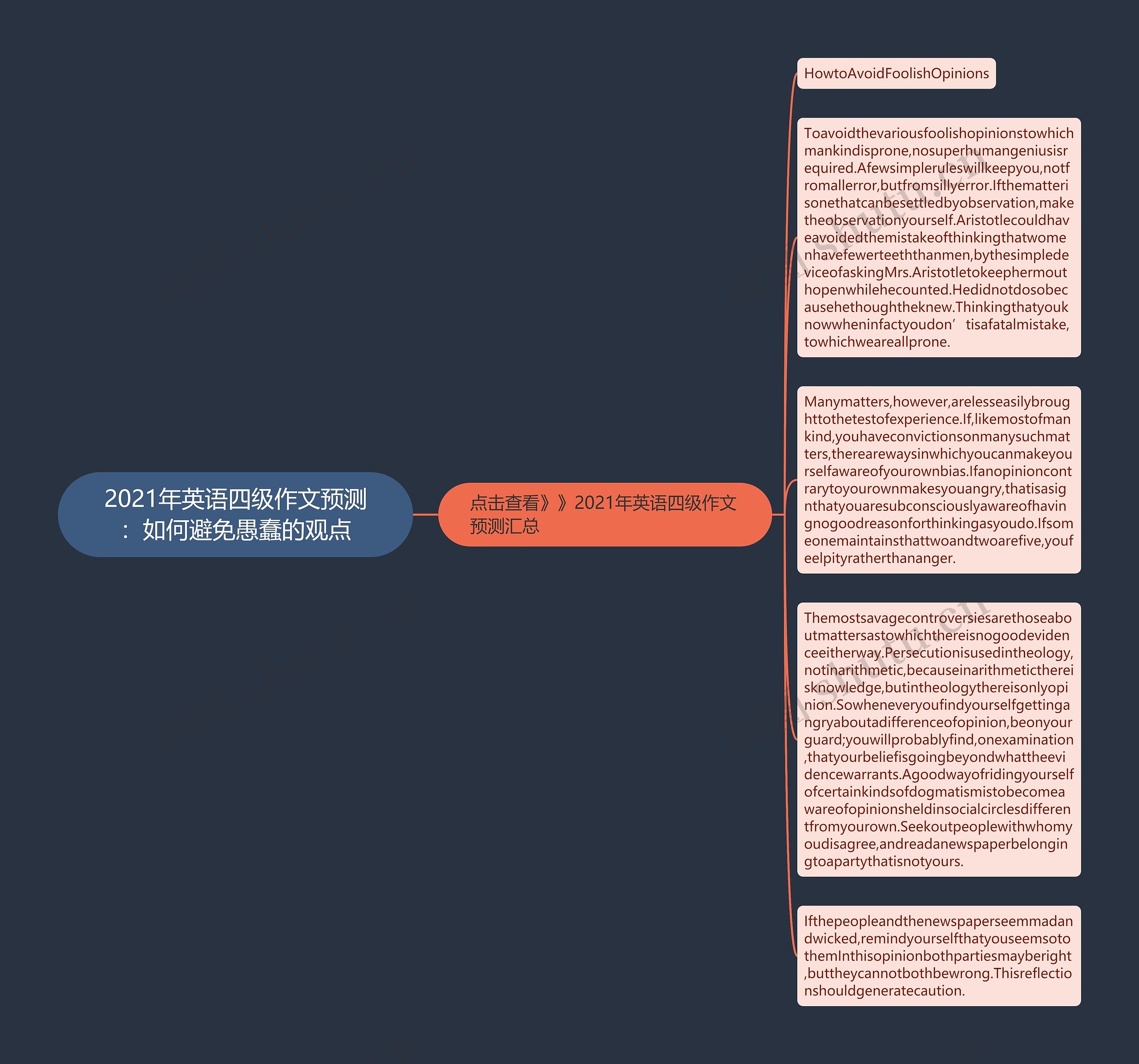 2021年英语四级作文预测：如何避免愚蠢的观点思维导图