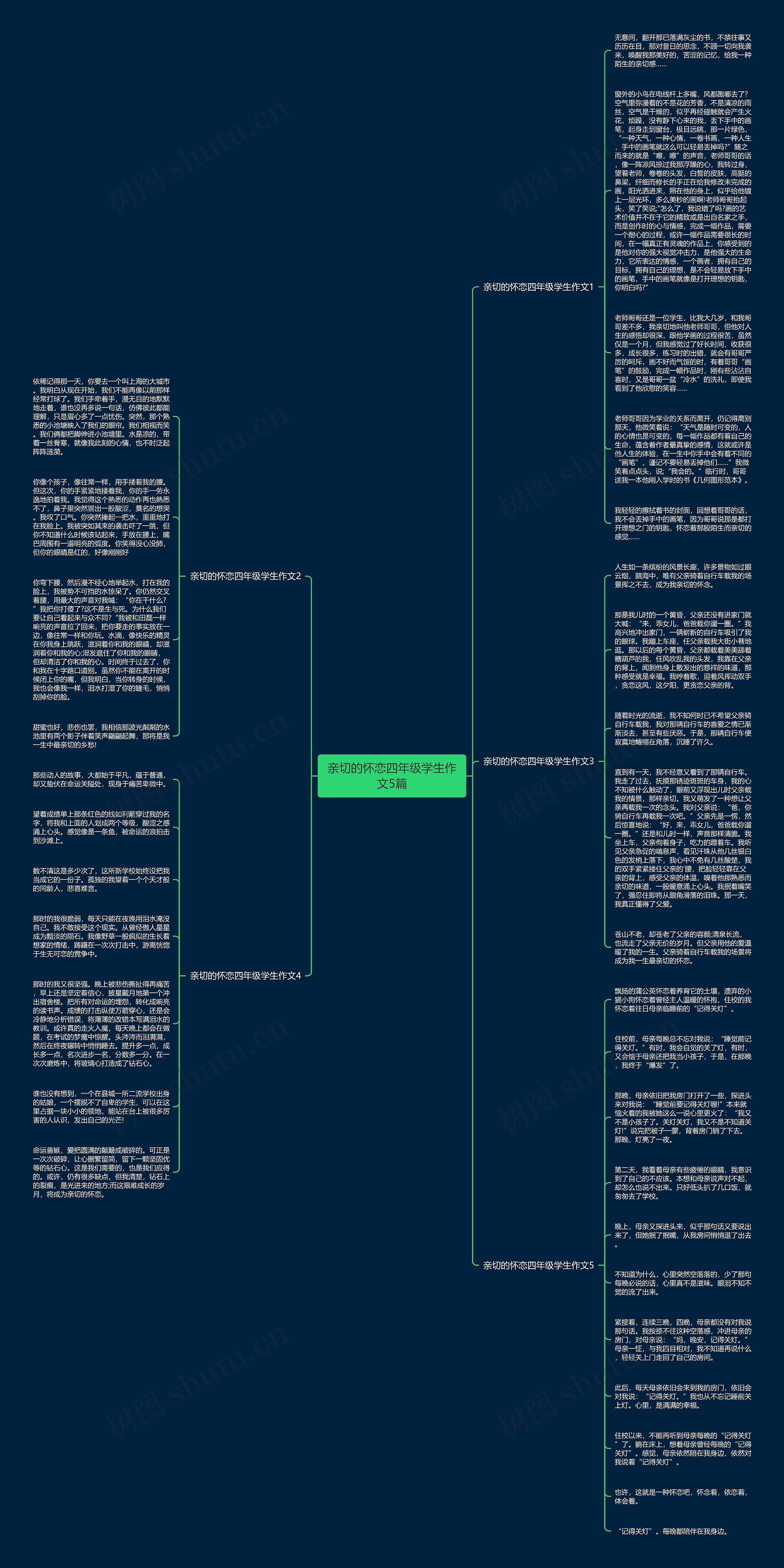 亲切的怀恋四年级学生作文5篇思维导图