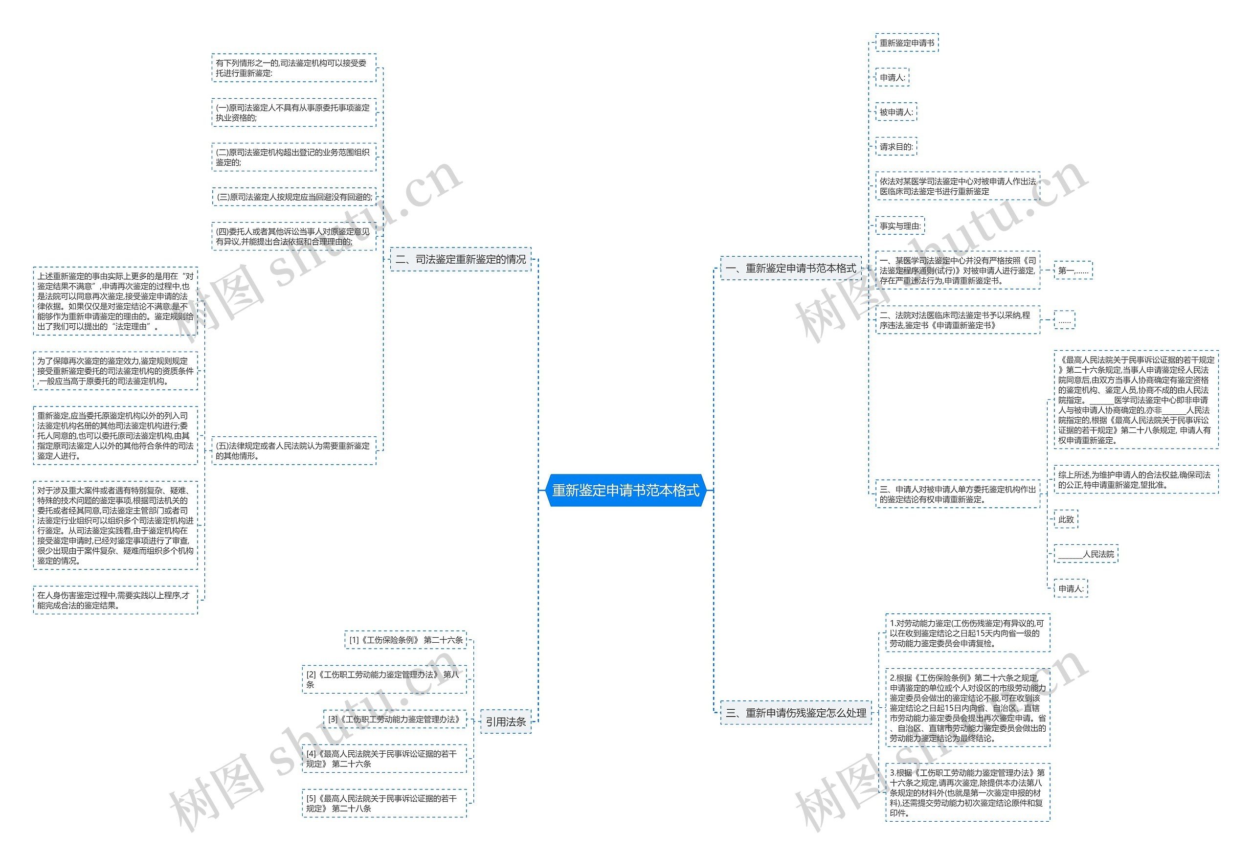 重新鉴定申请书范本格式思维导图