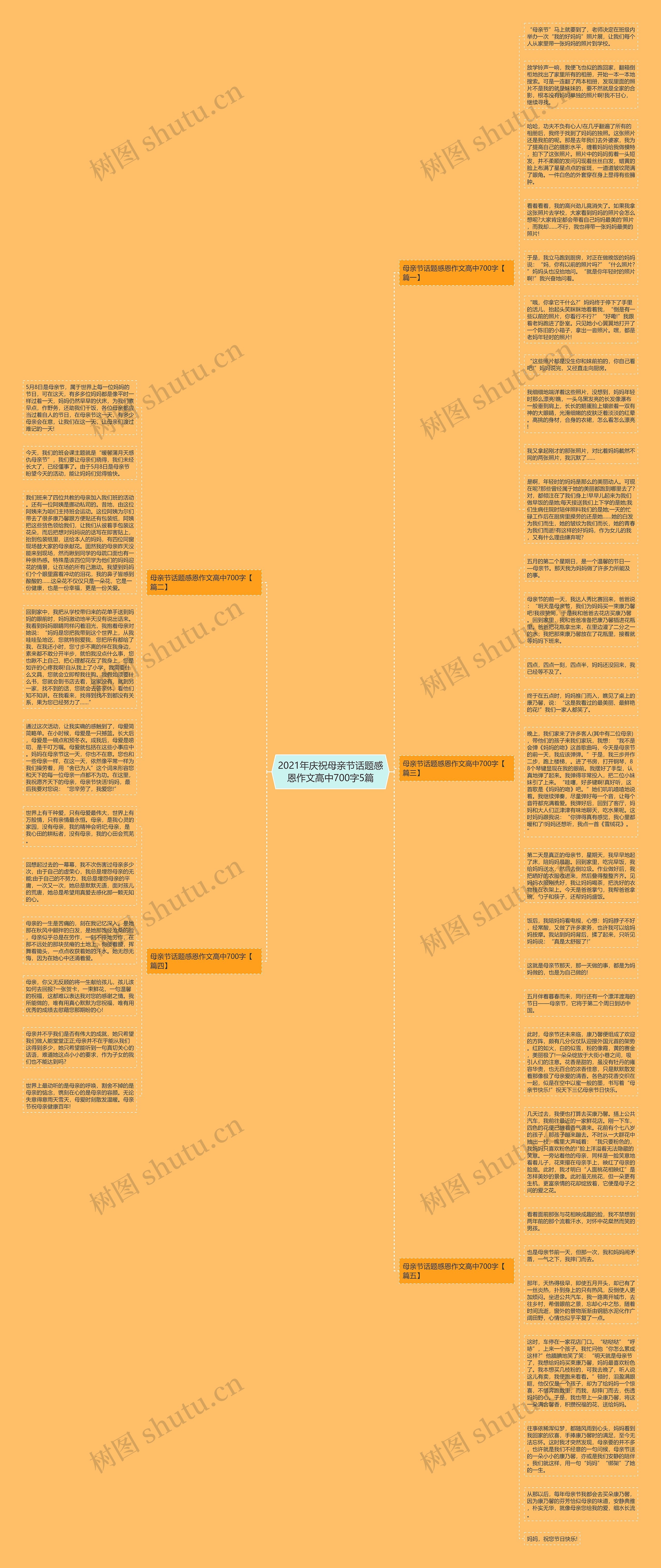 2021年庆祝母亲节话题感恩作文高中700字5篇思维导图
