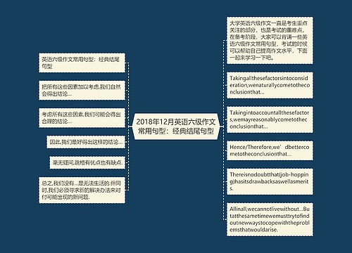 2018年12月英语六级作文常用句型：经典结尾句型