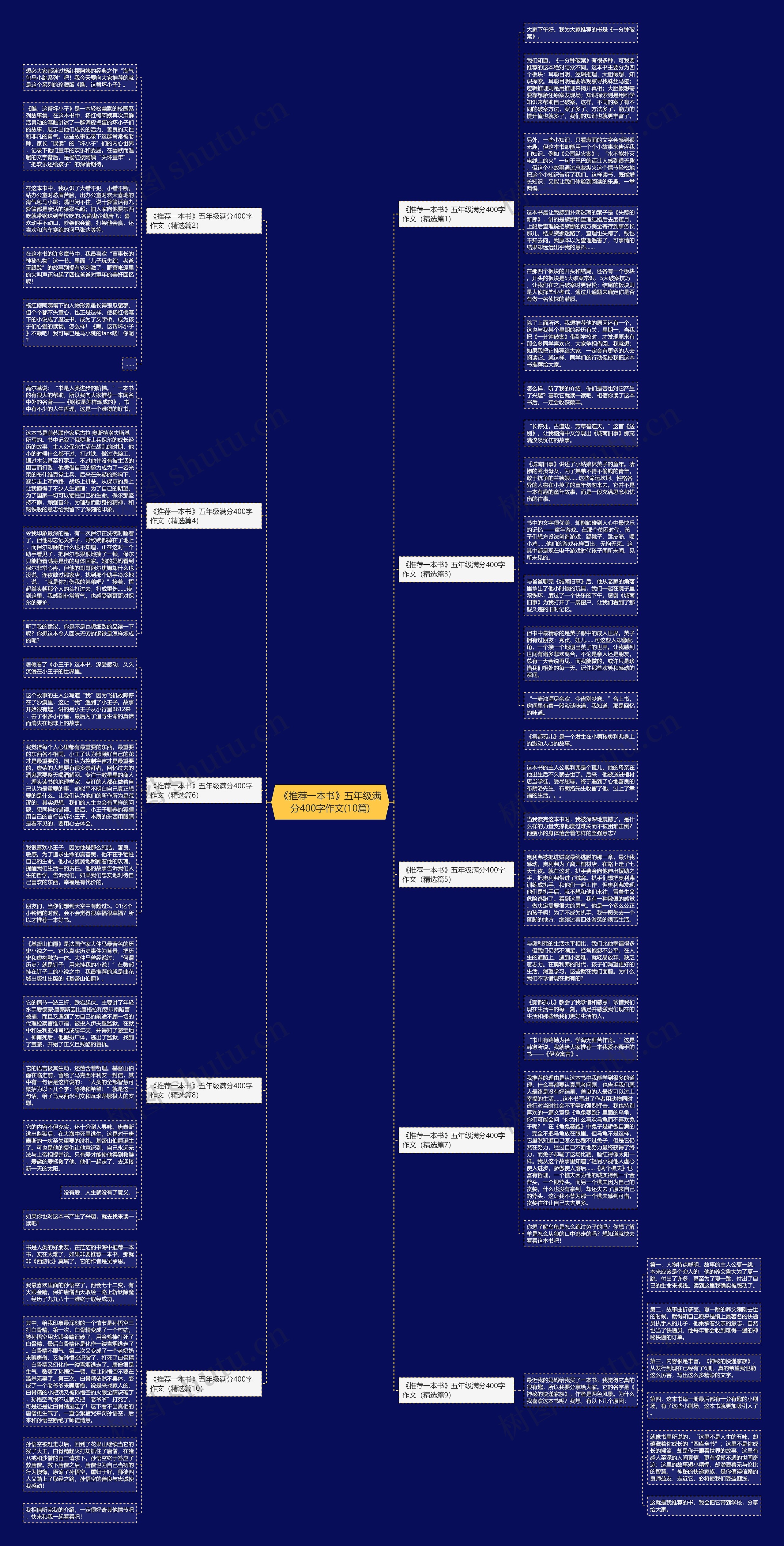 《推荐一本书》五年级满分400字作文(10篇)思维导图