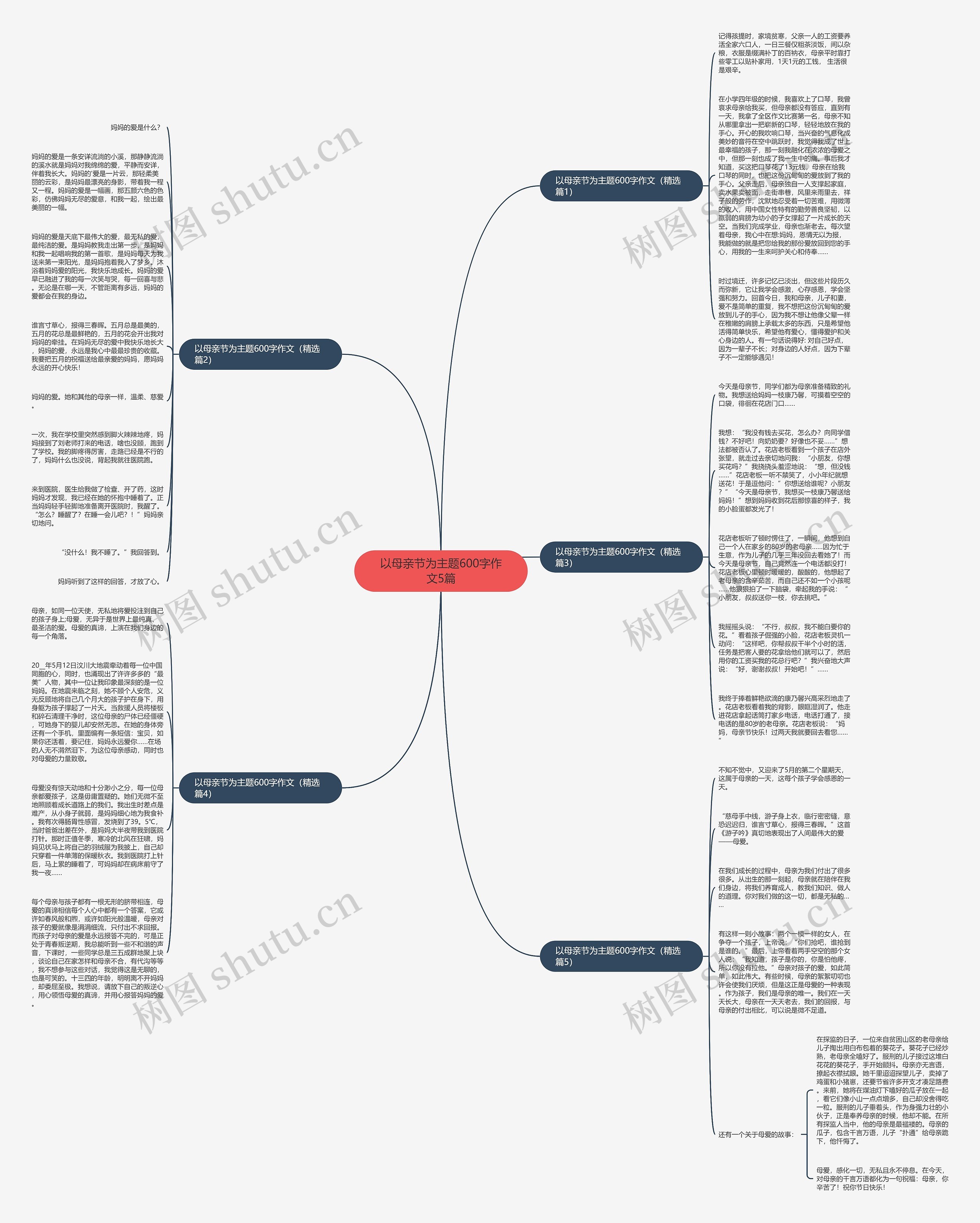 以母亲节为主题600字作文5篇思维导图