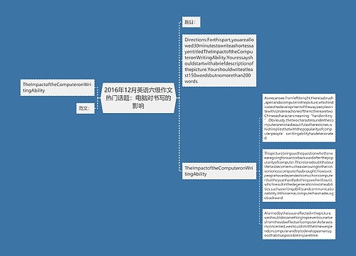 2016年12月英语六级作文热门话题：电脑对书写的影响