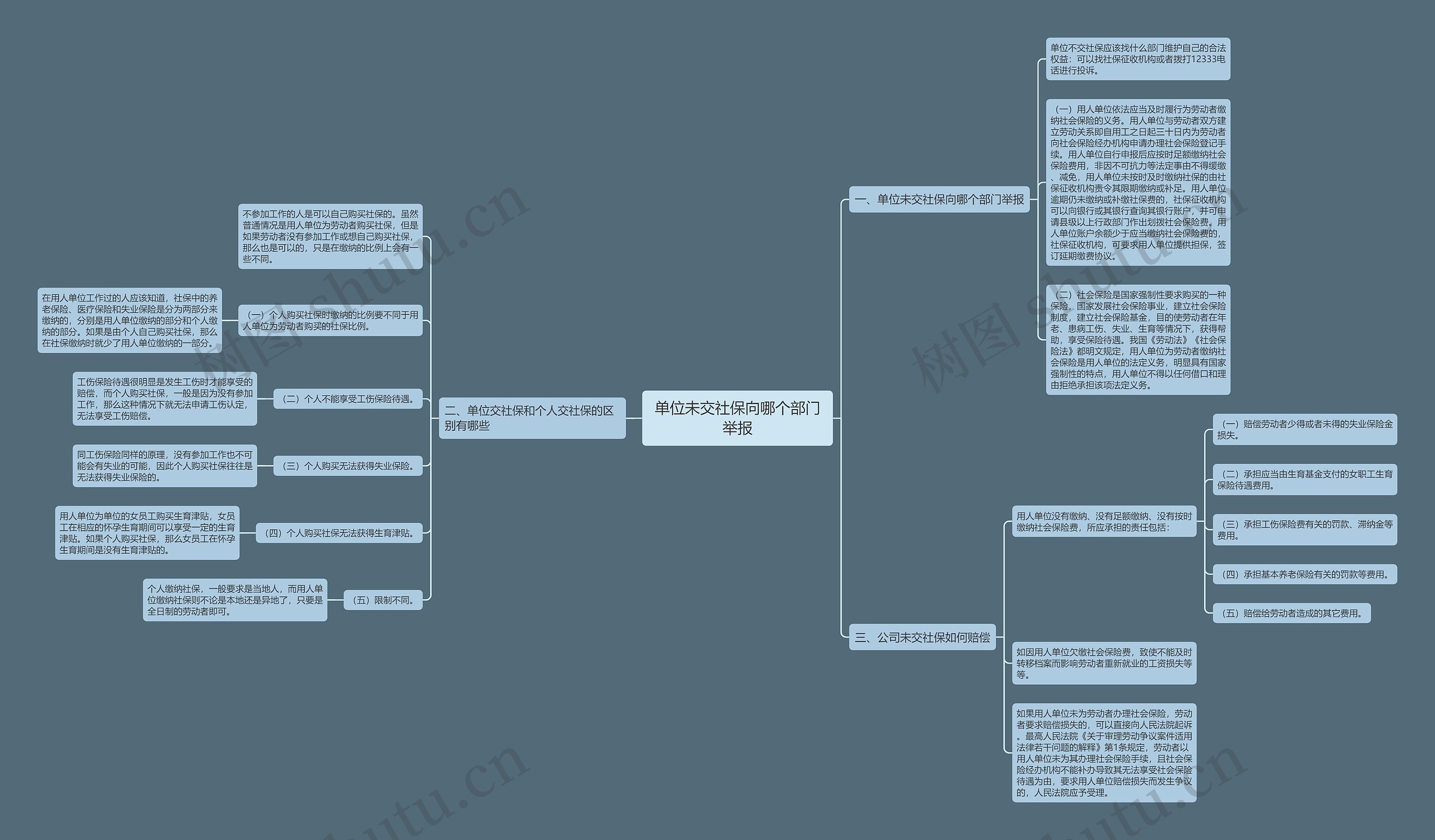 单位未交社保向哪个部门举报思维导图