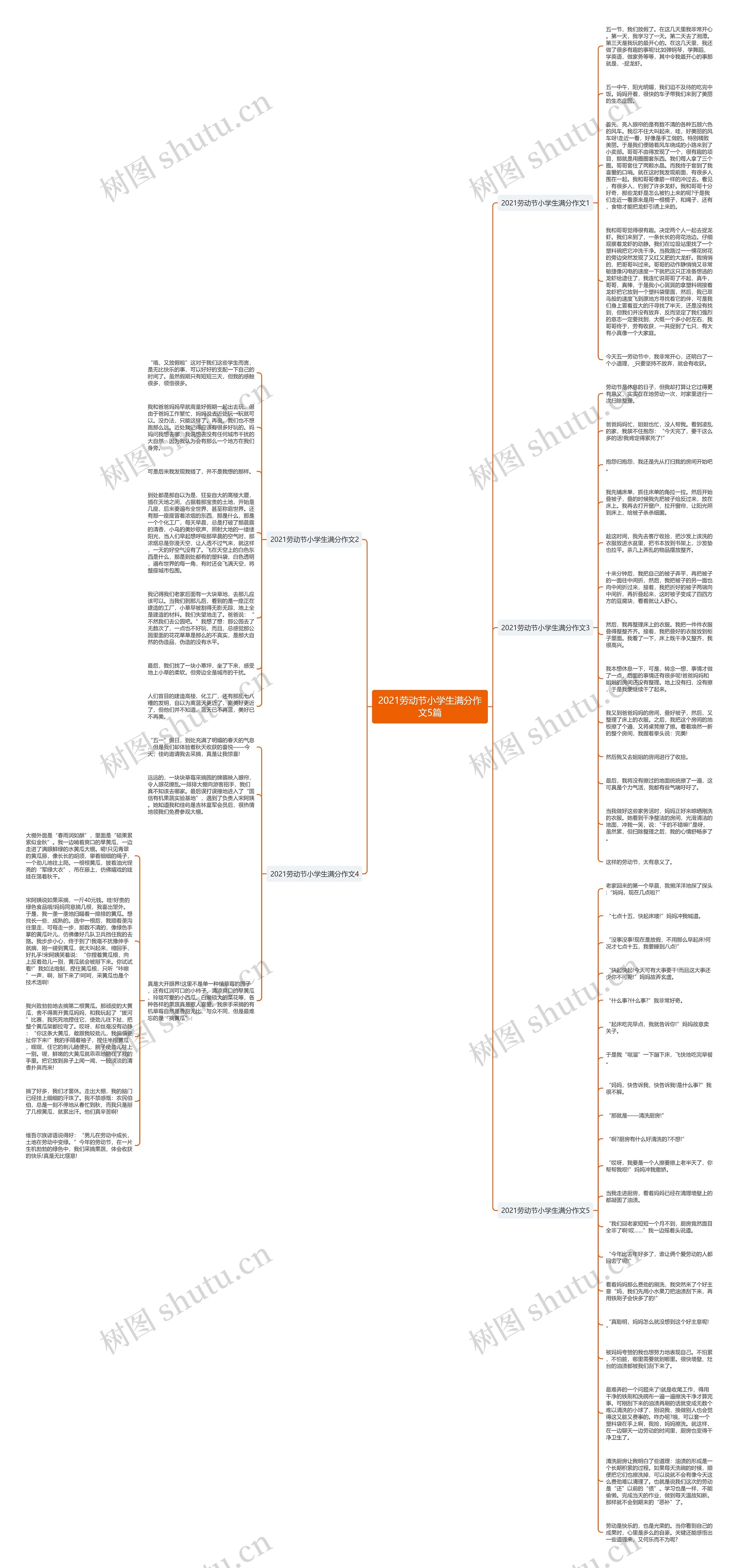 2021劳动节小学生满分作文5篇思维导图