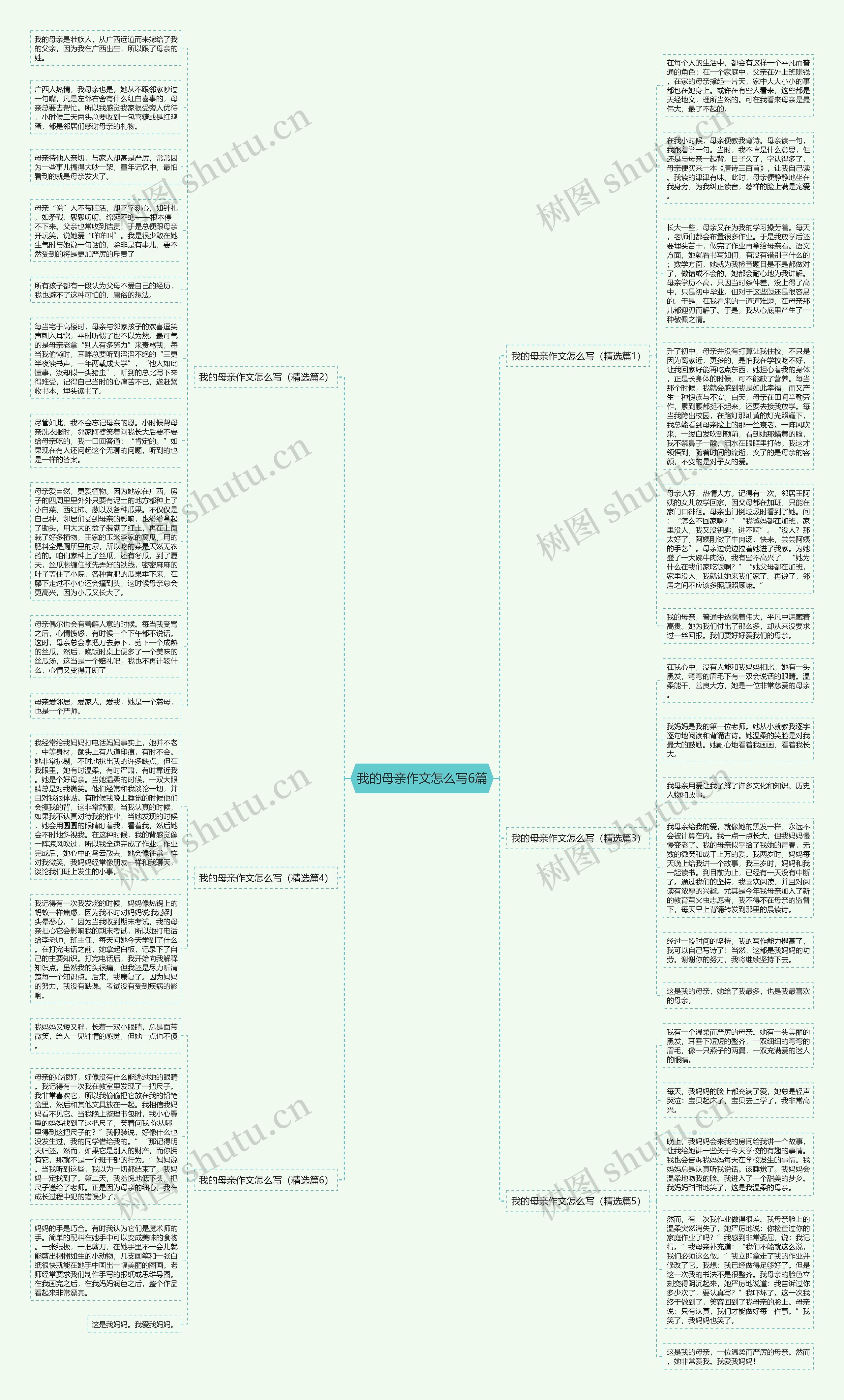 我的母亲作文怎么写6篇思维导图