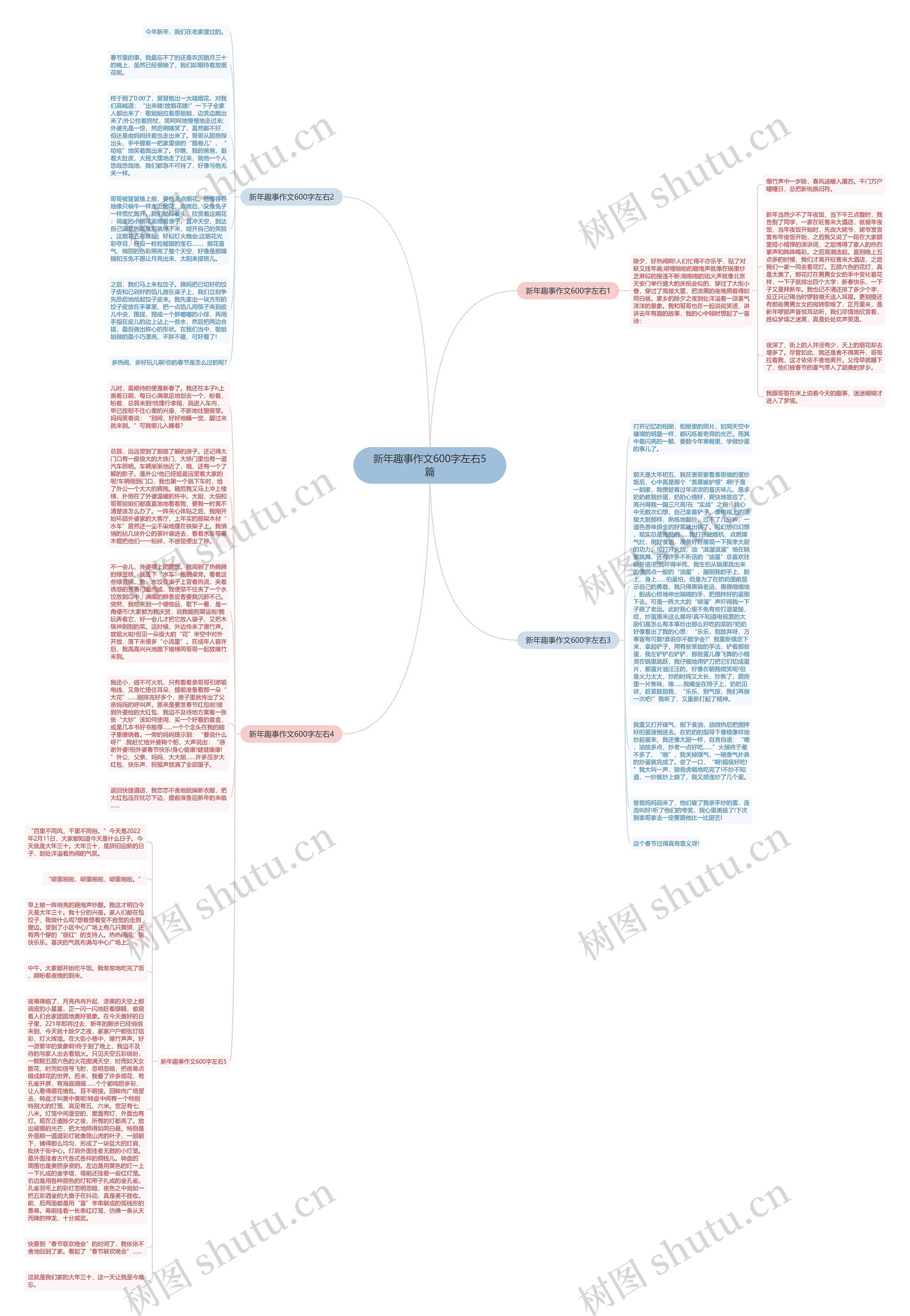 新年趣事作文600字左右5篇思维导图