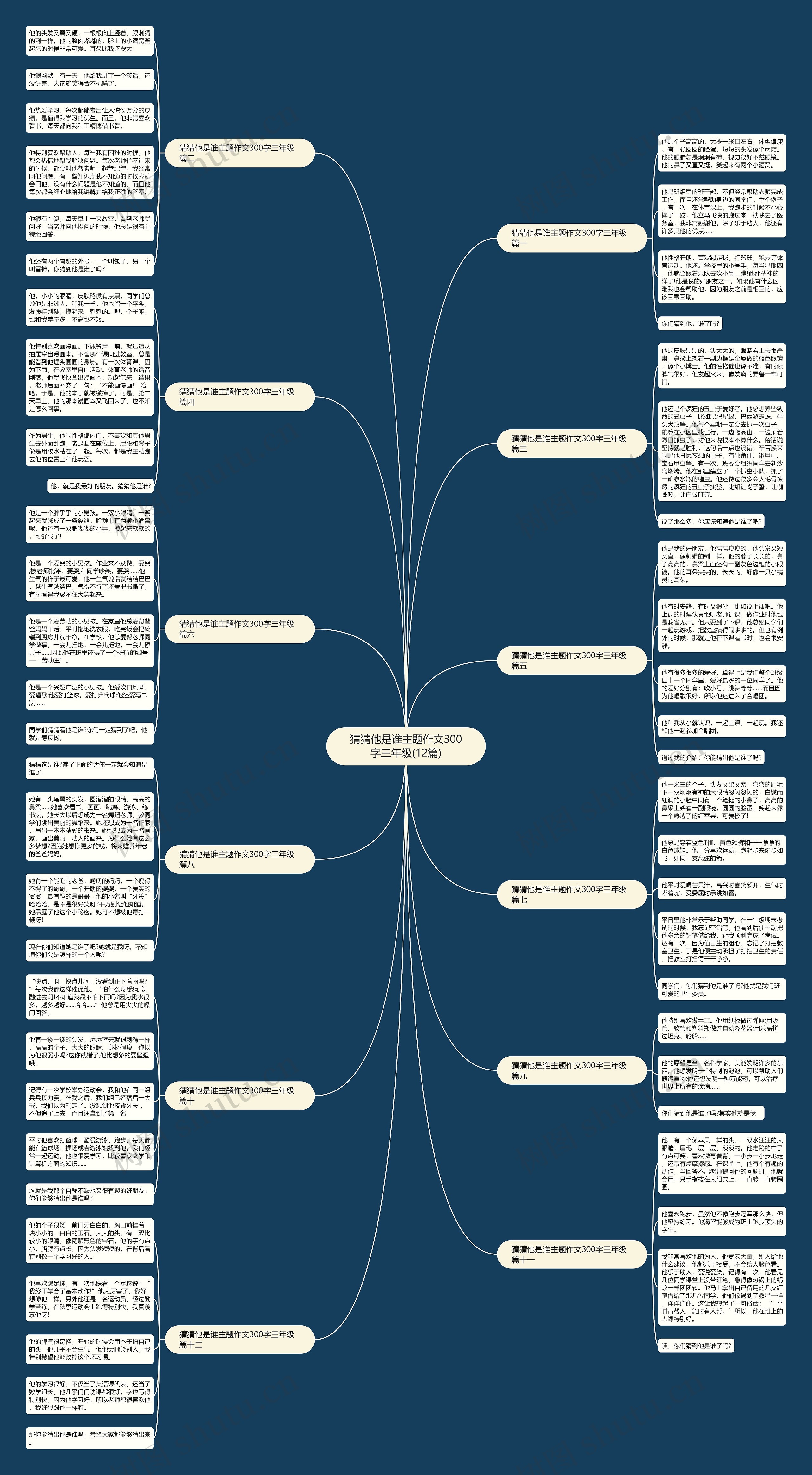 猜猜他是谁主题作文300字三年级(12篇)思维导图