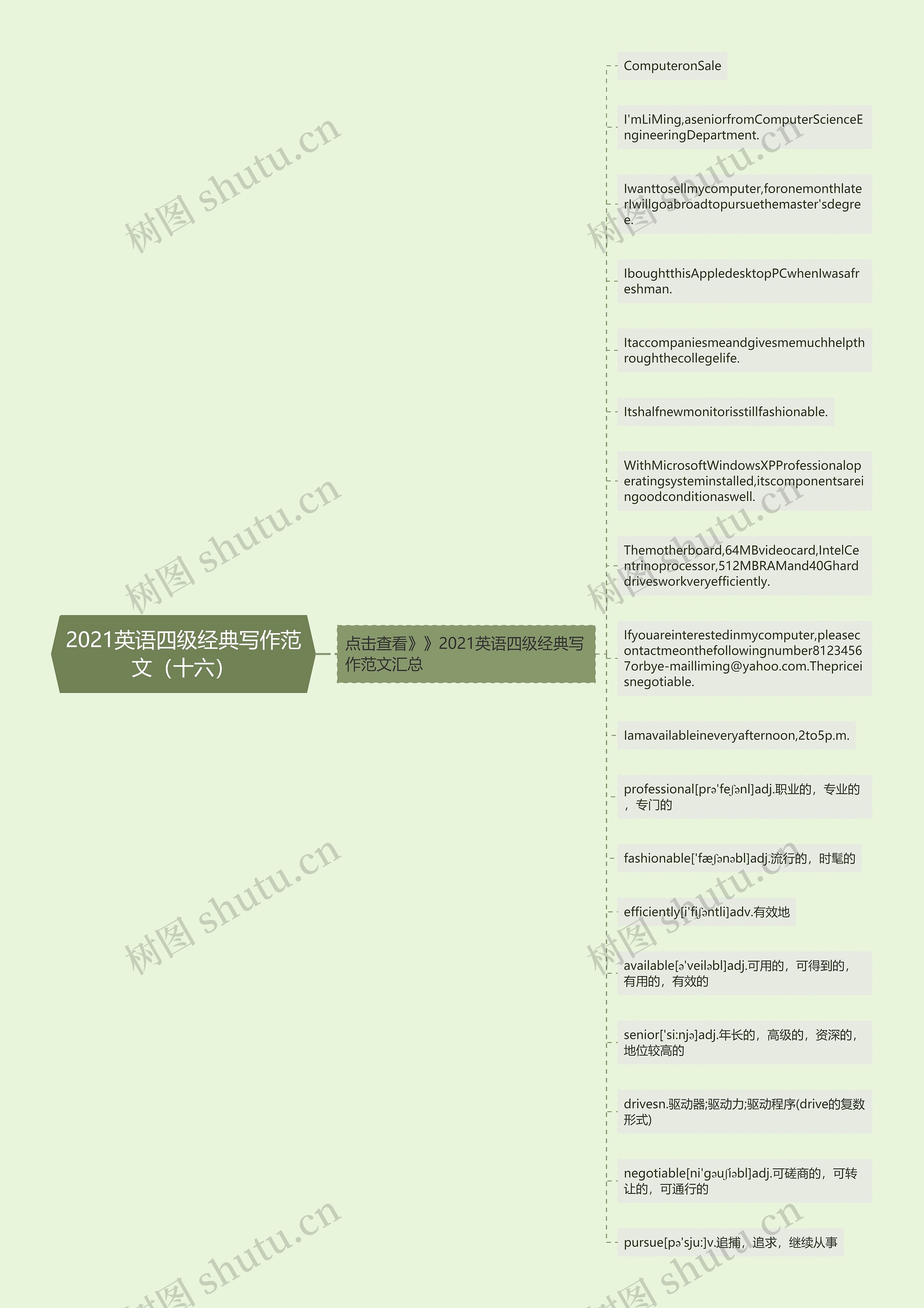 2021英语四级经典写作范文（十六）思维导图