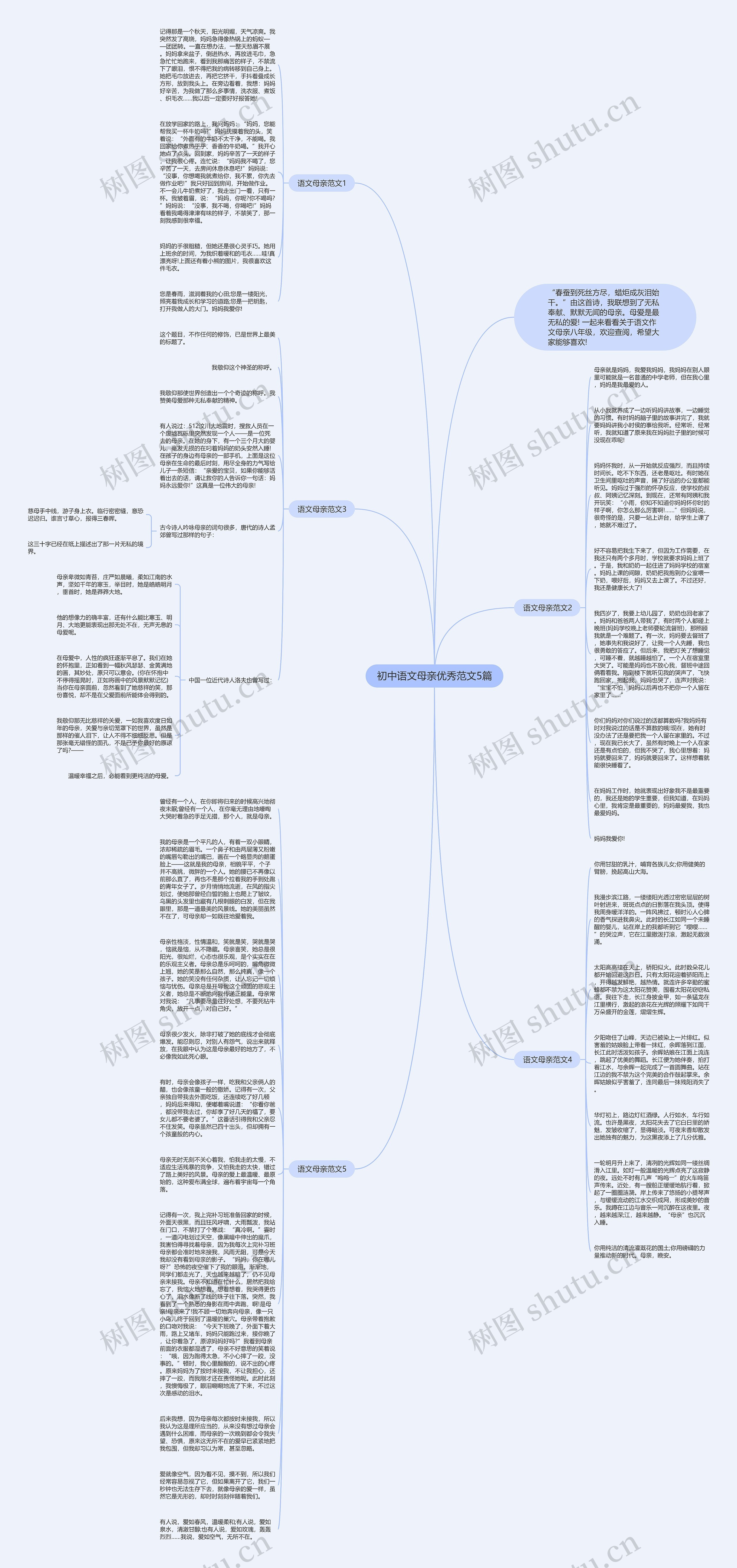 初中语文母亲优秀范文5篇思维导图