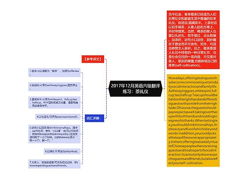 2017年12月英语六级翻译练习：茶礼仪