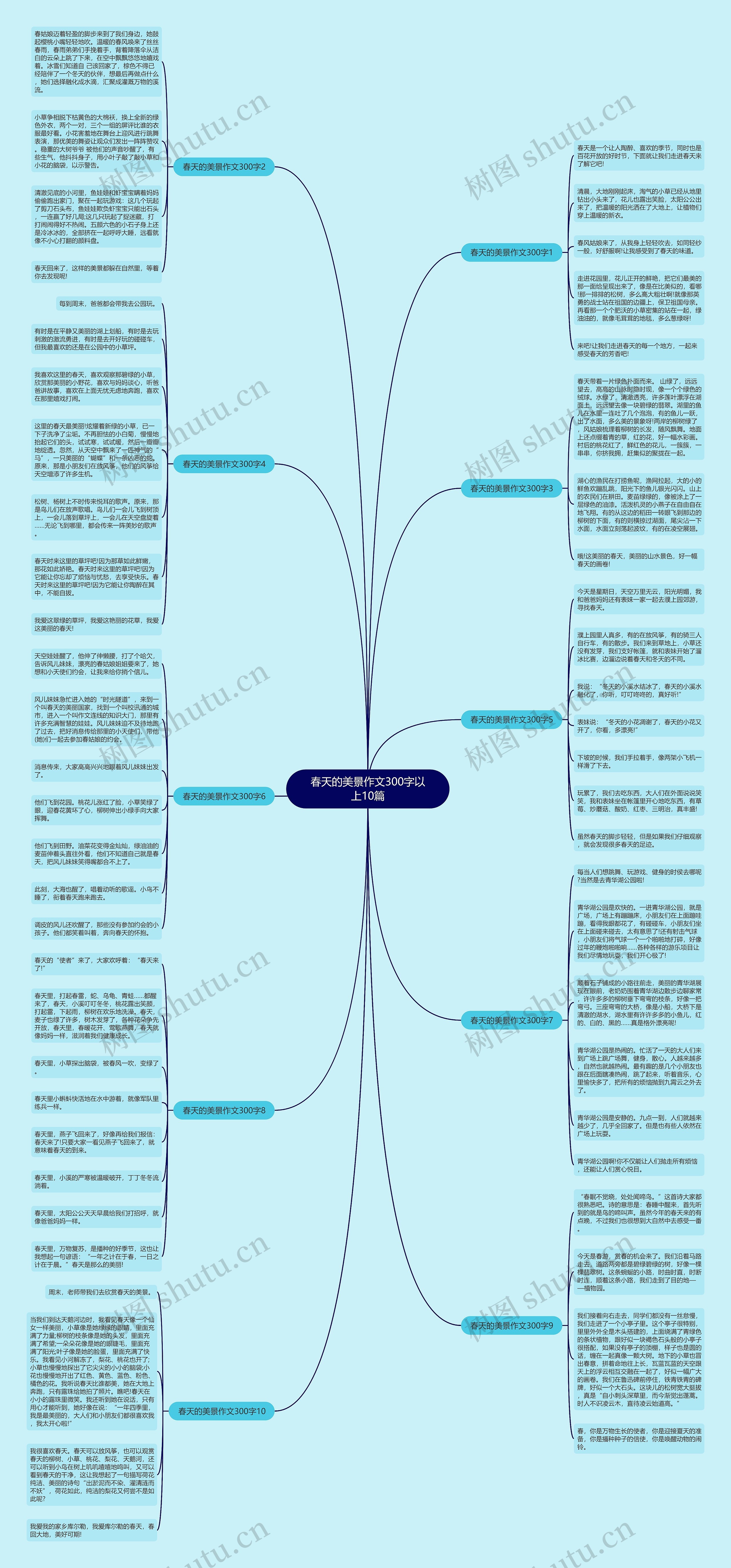 春天的美景作文300字以上10篇思维导图