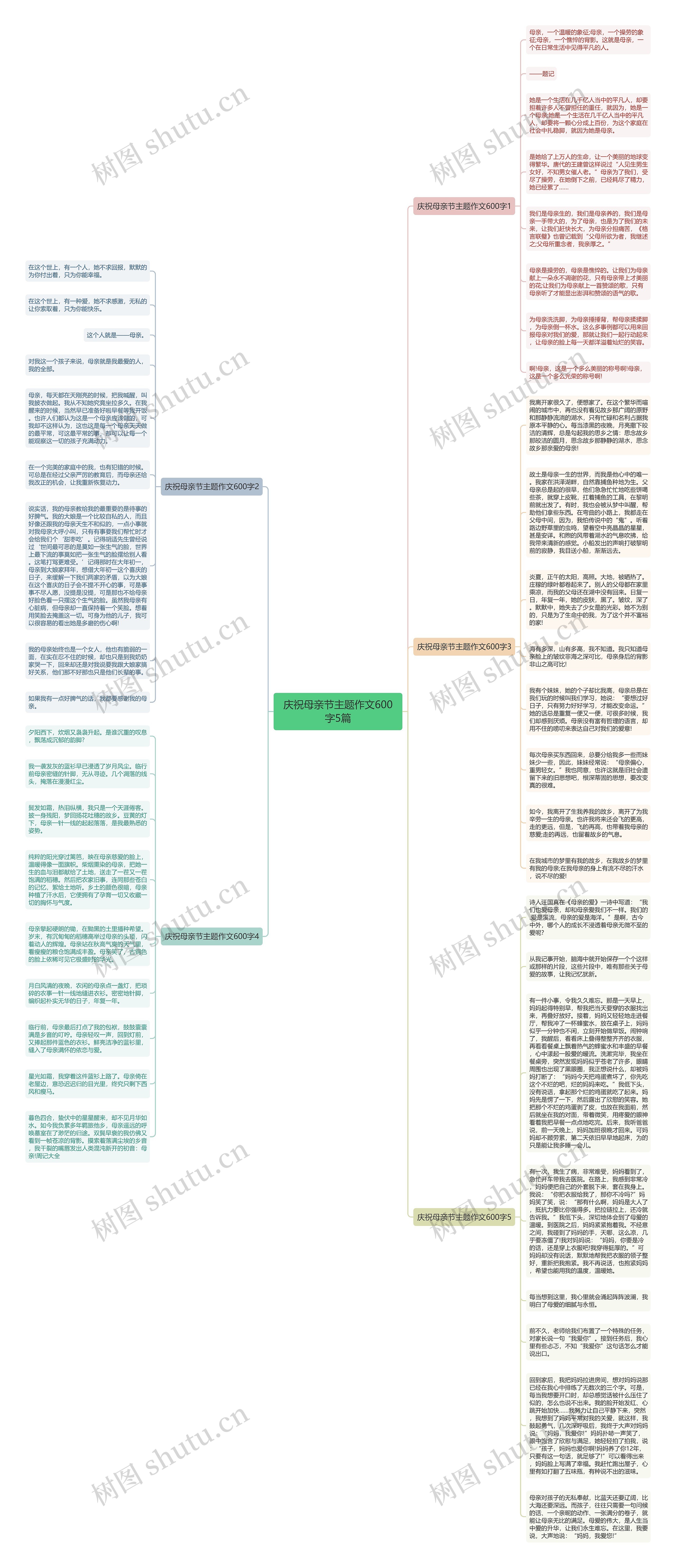 庆祝母亲节主题作文600字5篇思维导图