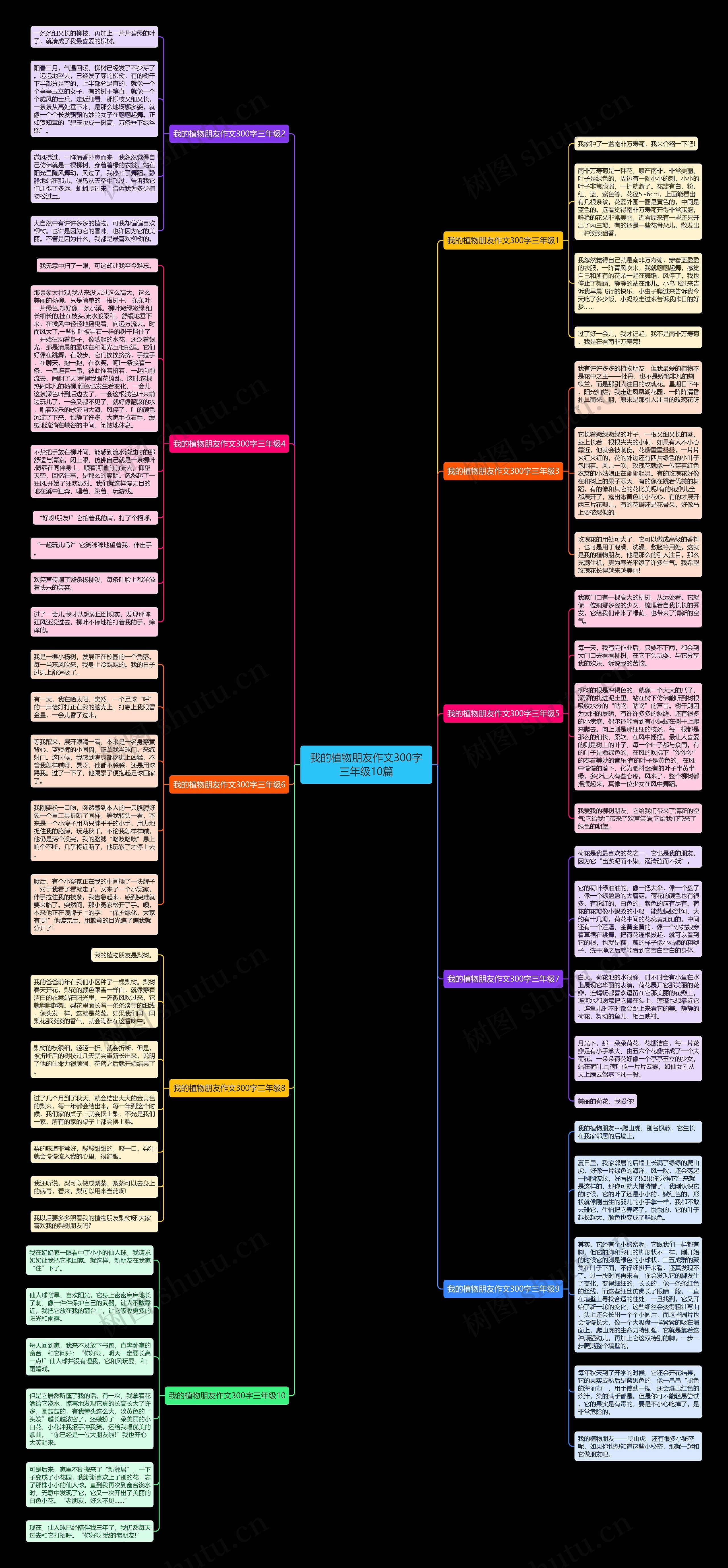 我的植物朋友作文300字三年级10篇思维导图