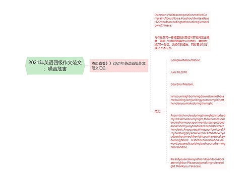 2021年英语四级作文范文：噪音危害