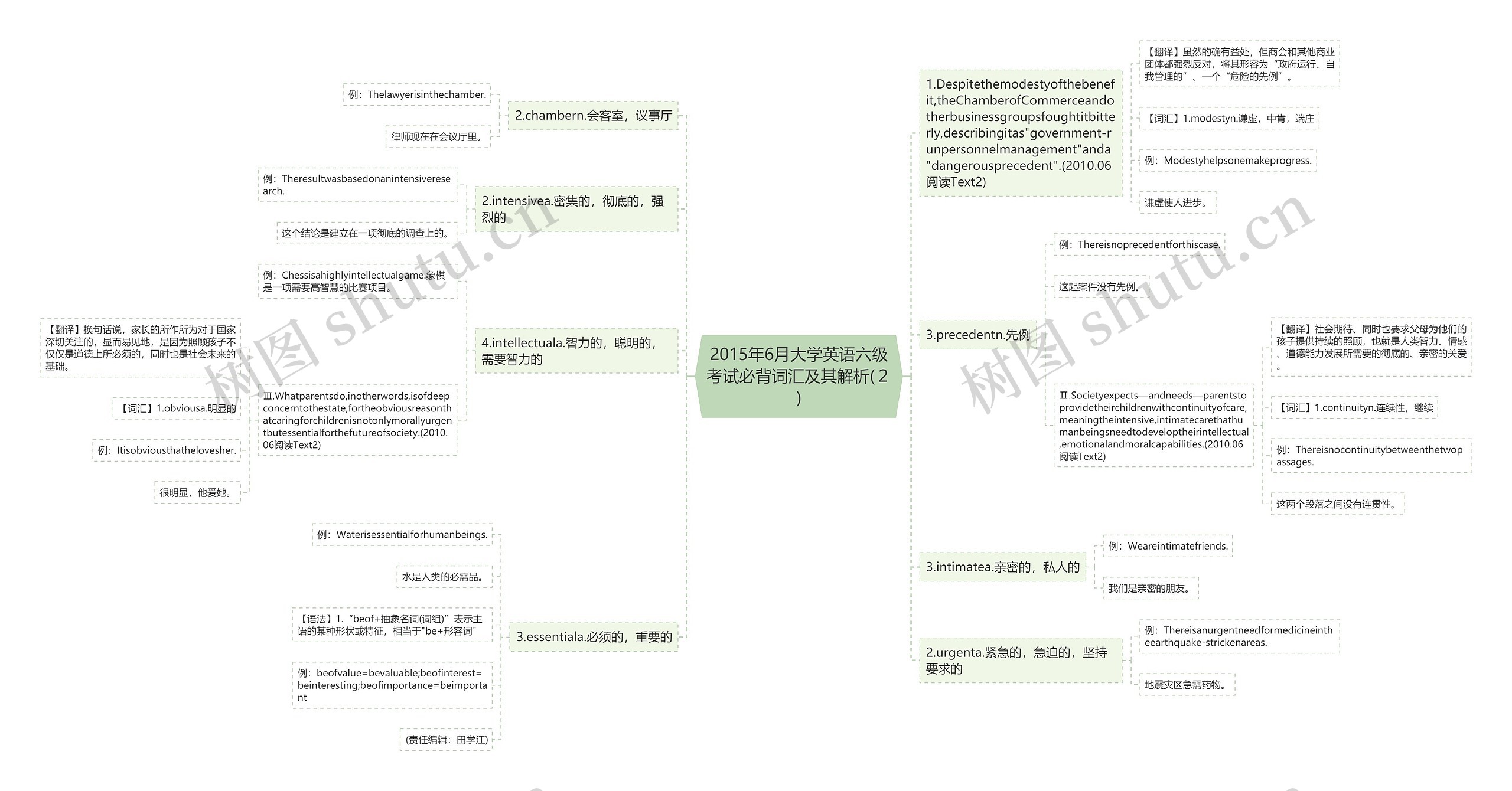 2015年6月大学英语六级考试必背词汇及其解析(２)思维导图