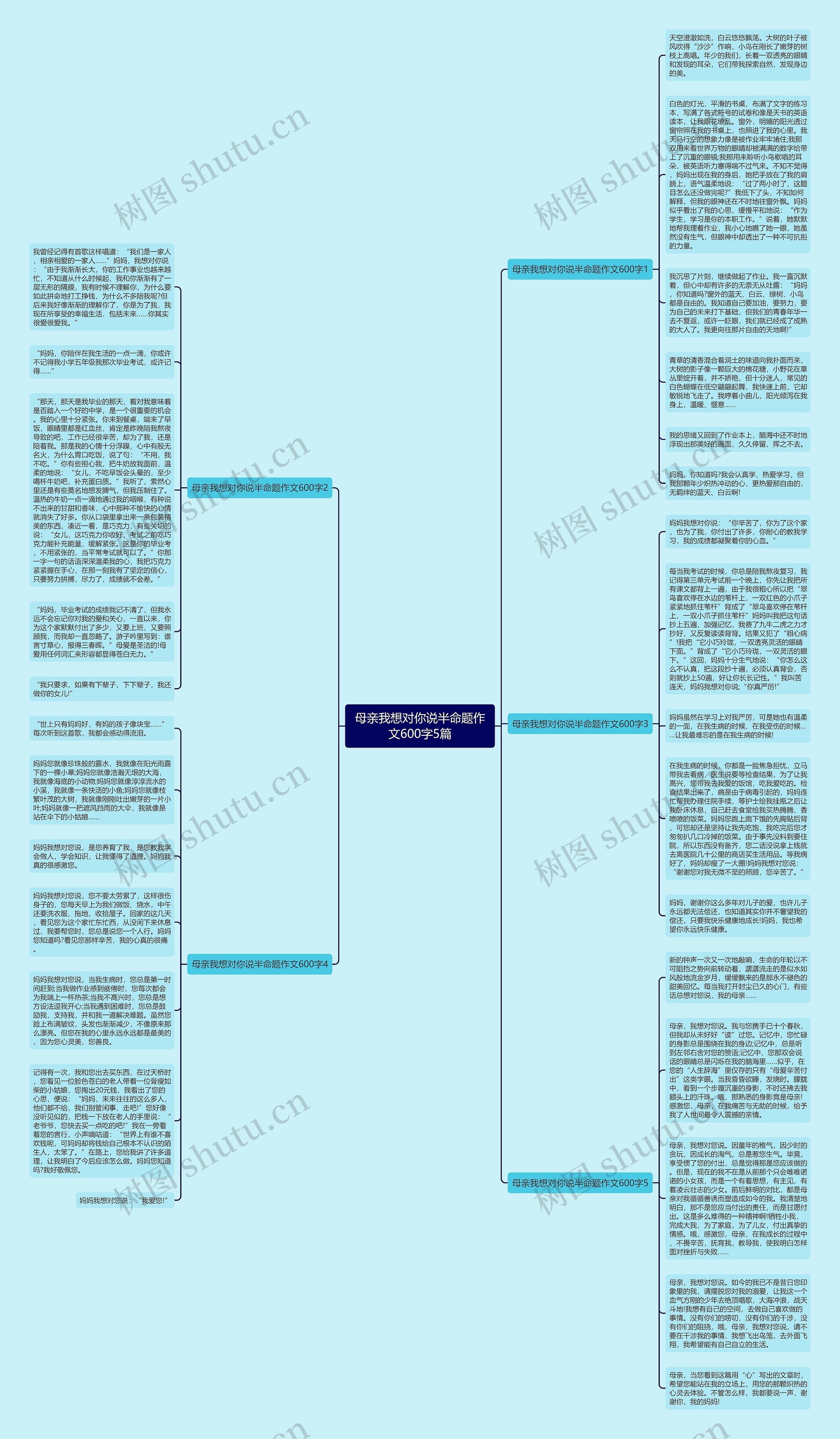 母亲我想对你说半命题作文600字5篇思维导图
