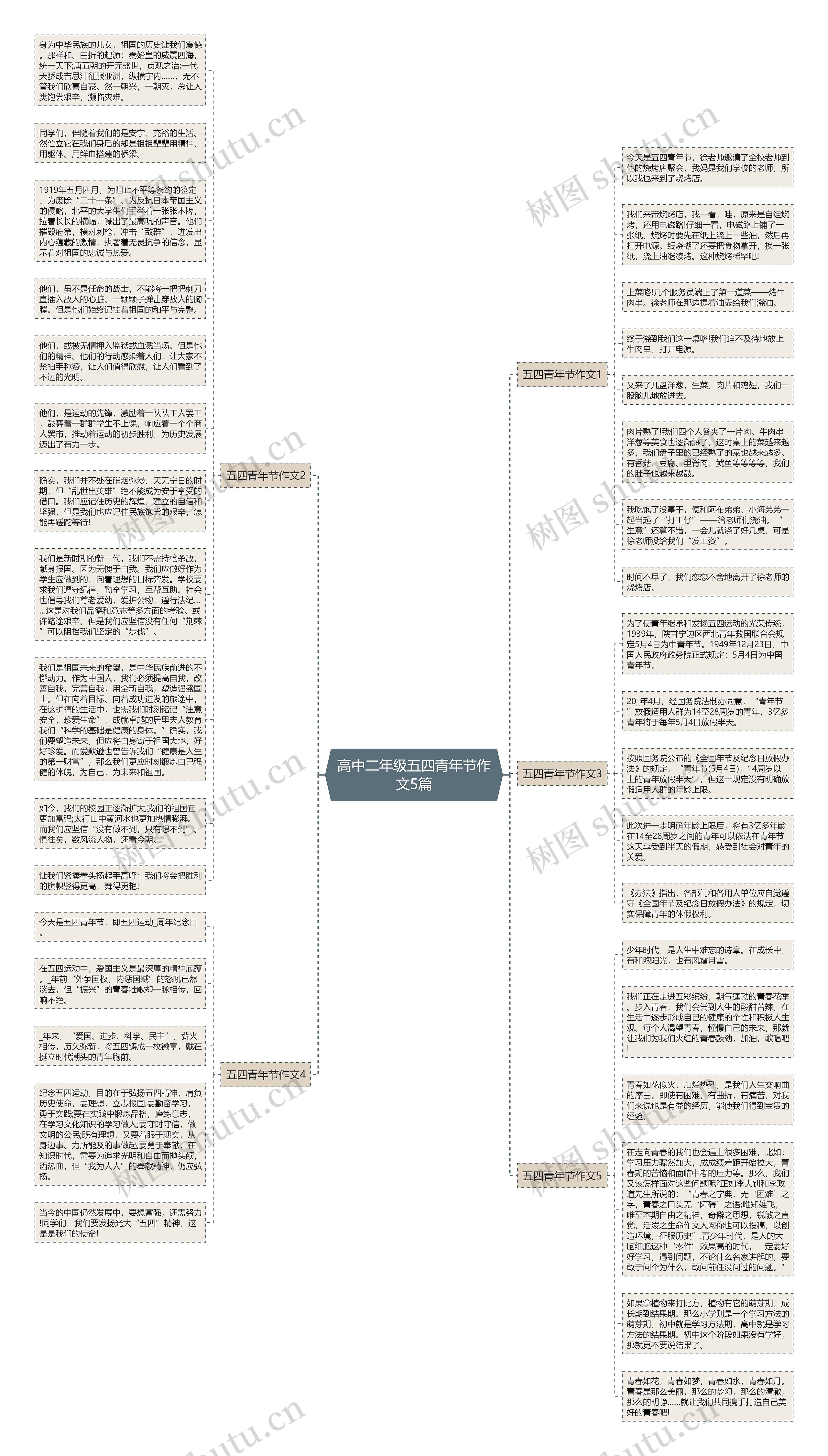 高中二年级五四青年节作文5篇思维导图