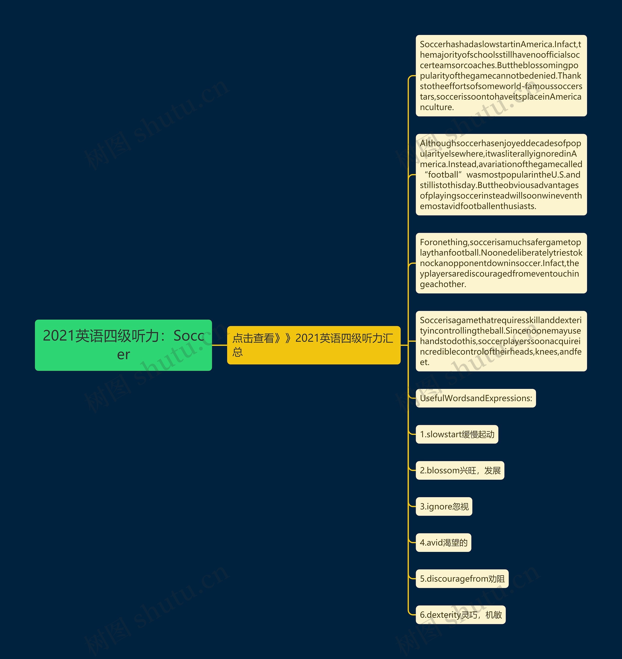 2021英语四级听力：Soccer思维导图