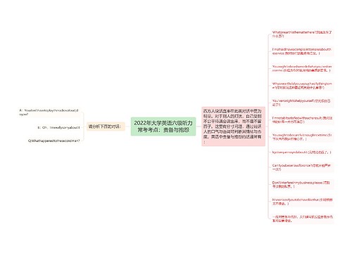 2022年大学英语六级听力常考考点：责备与抱怨