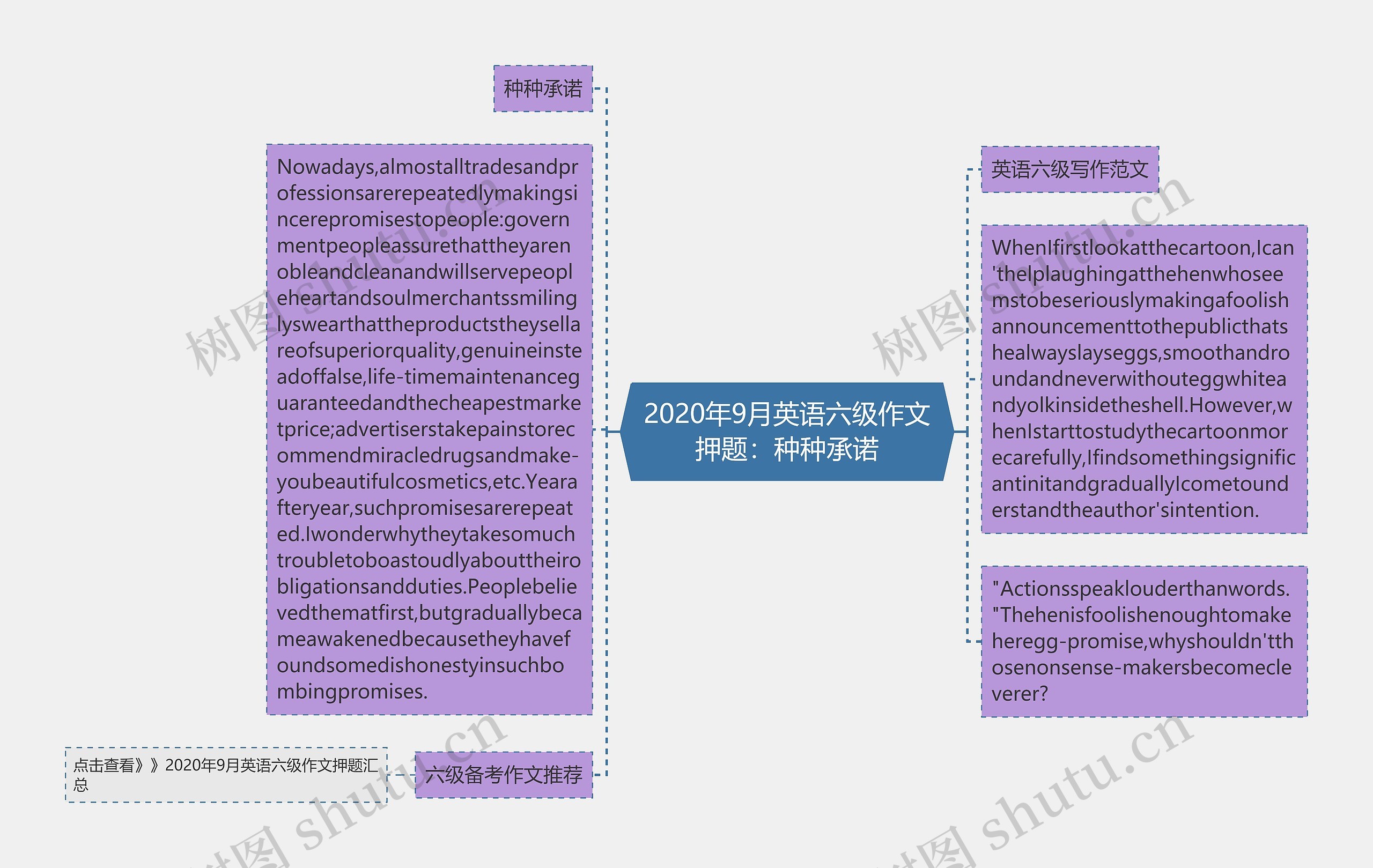 2020年9月英语六级作文押题：种种承诺思维导图