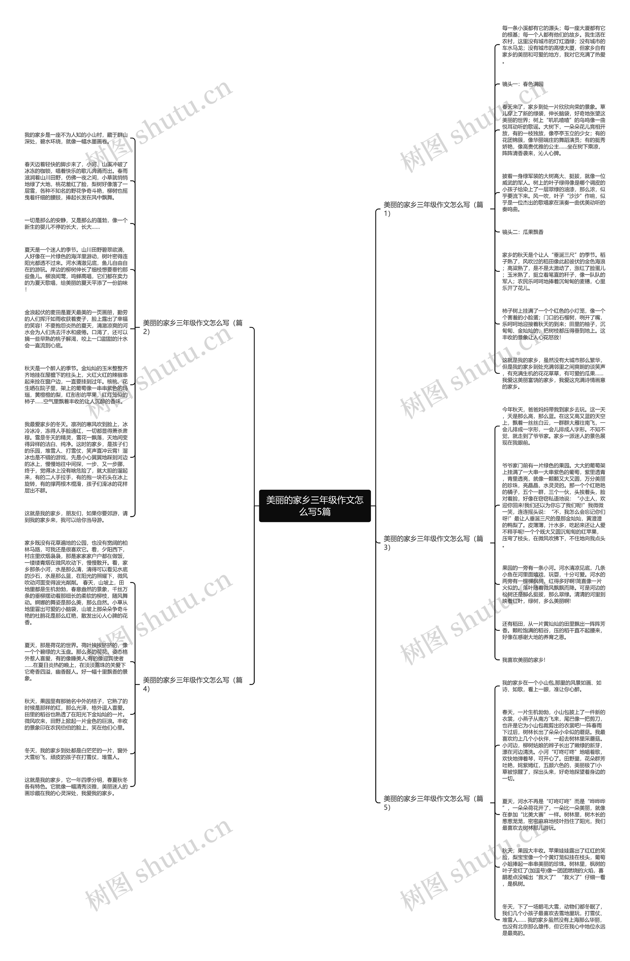 美丽的家乡三年级作文怎么写5篇思维导图