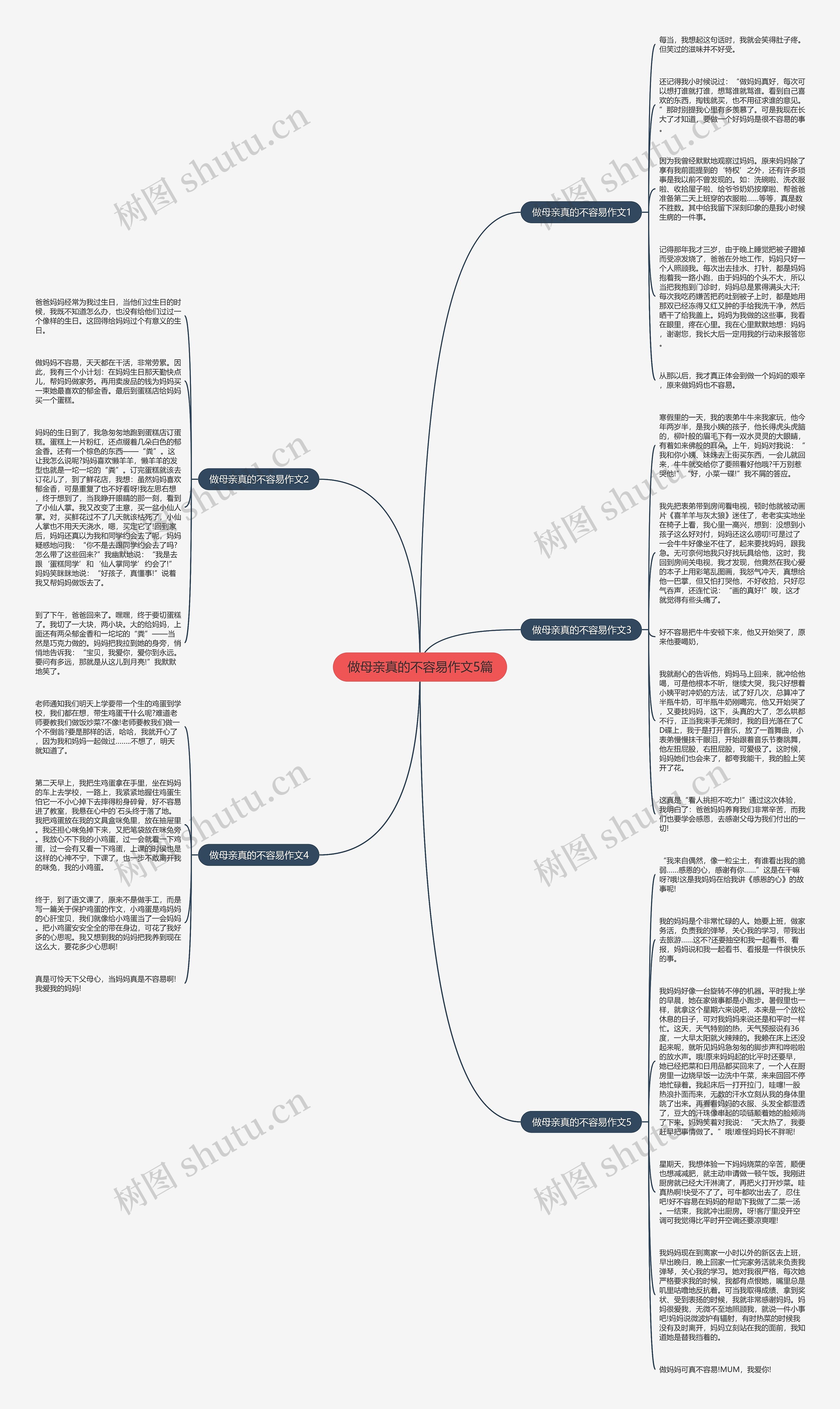 做母亲真的不容易作文5篇思维导图