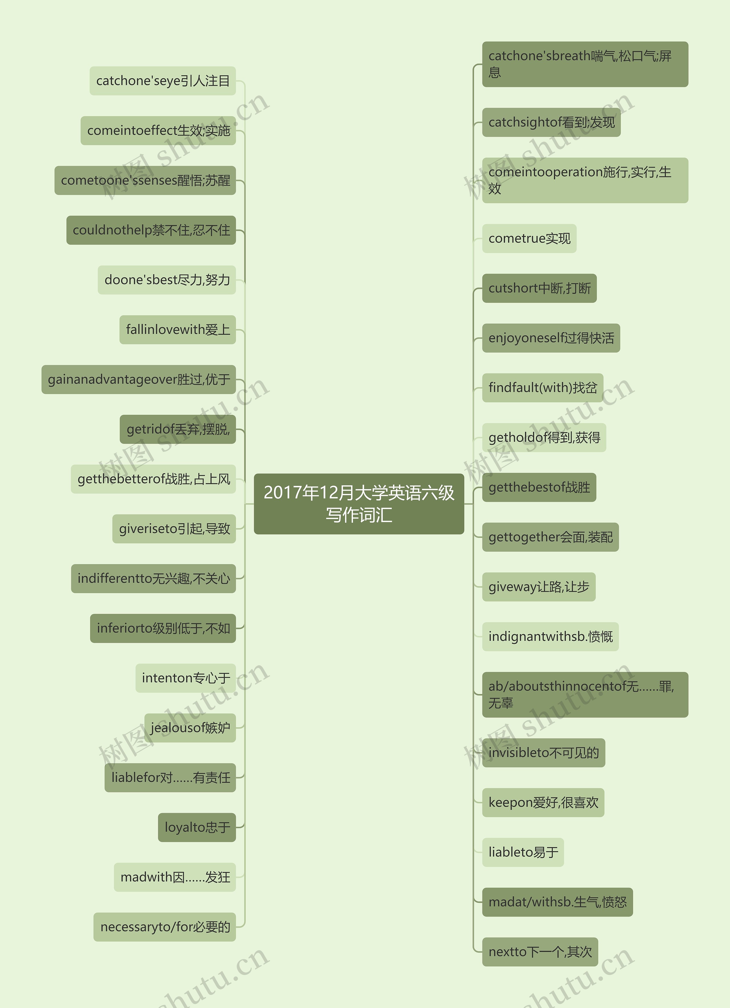 2017年12月大学英语六级写作词汇思维导图