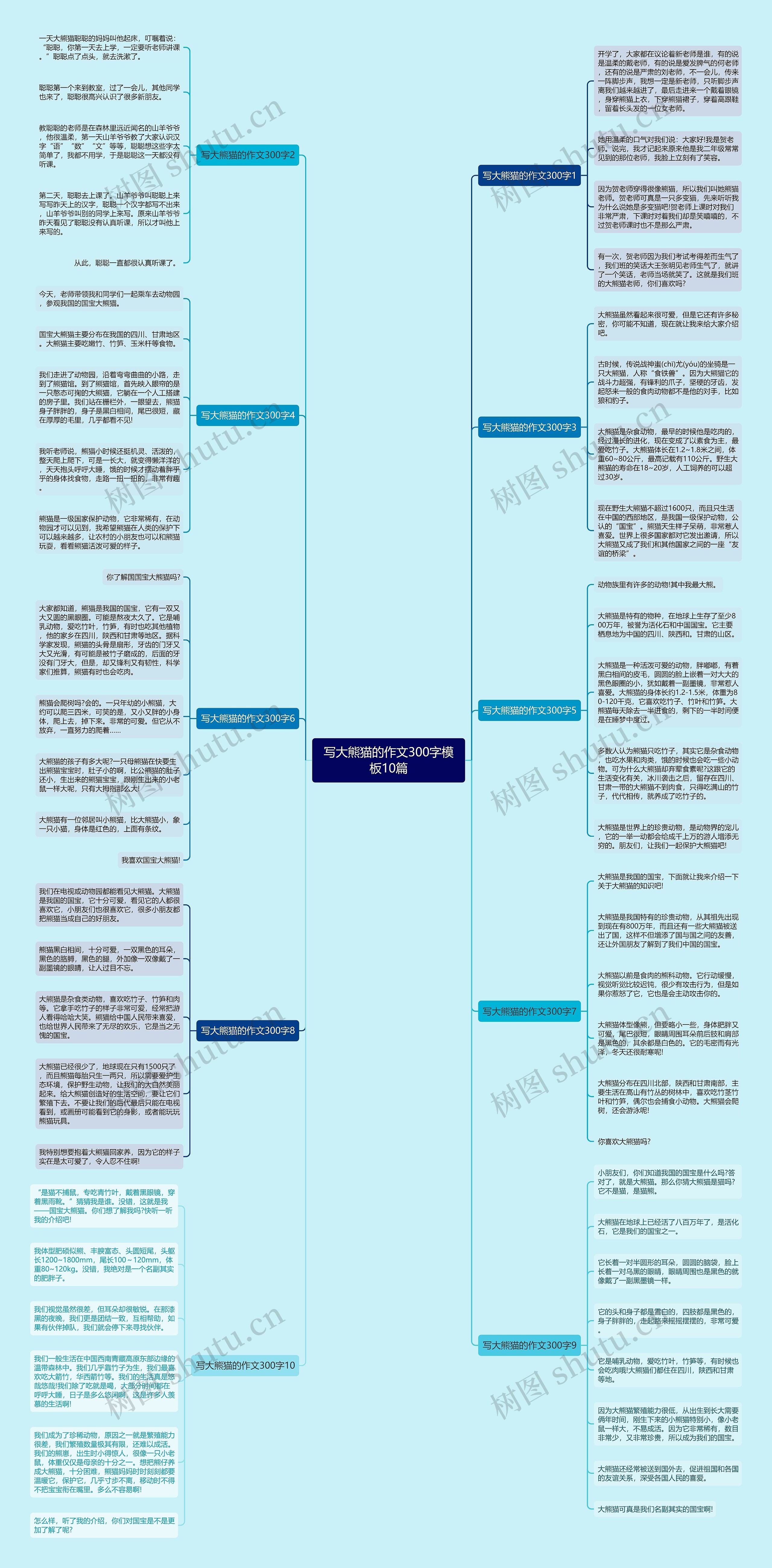 写大熊猫的作文300字10篇思维导图
